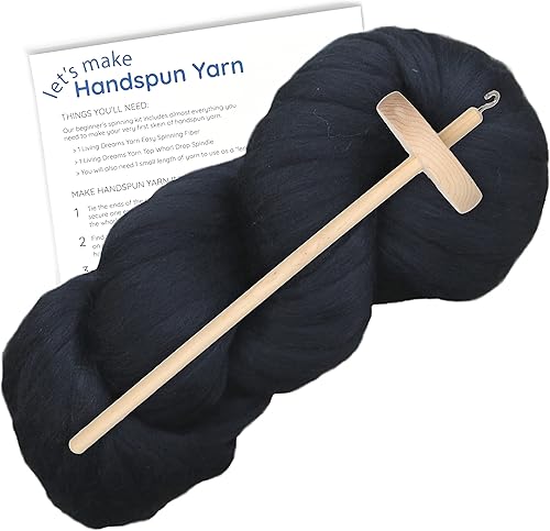 Miniatura 19 de Aprende a girar - Kit de Spinning para principiantes con husillo de caída y lápiz merino Roving. Elige tu color y haz hilo! Color: Everest