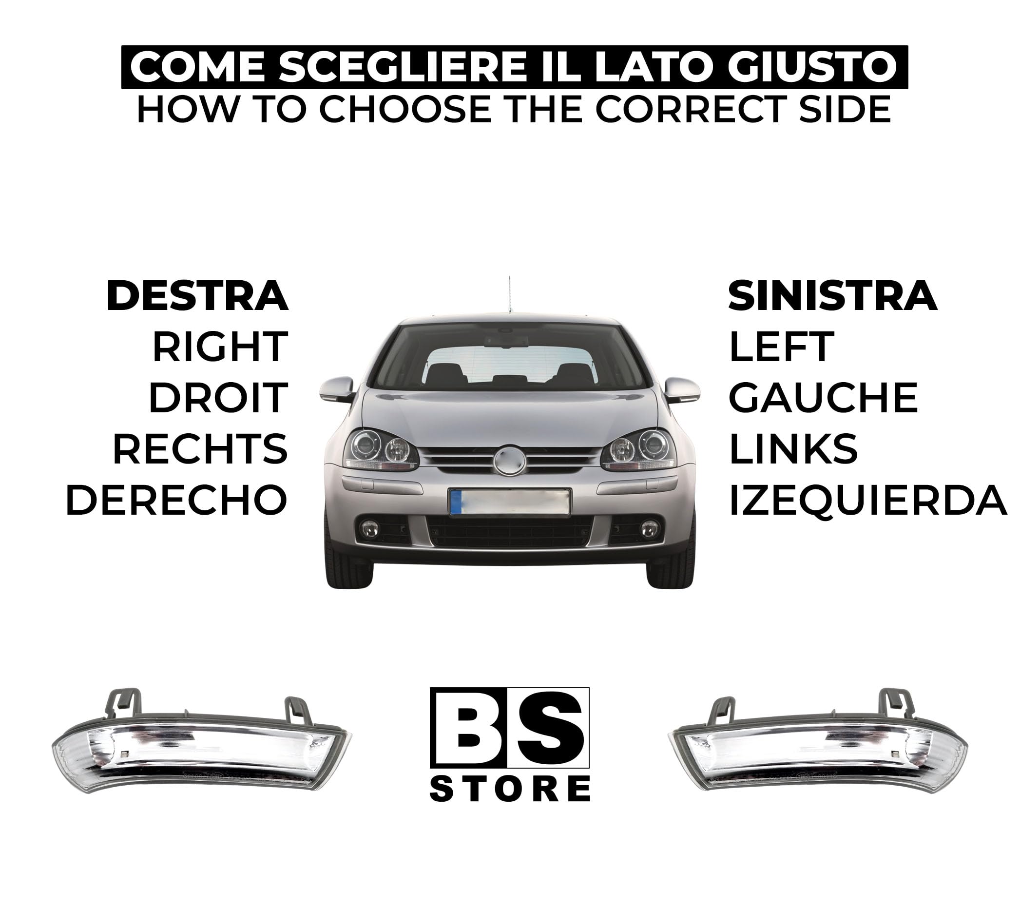 BSSTORE Freccia Specchietto Laterale Indicatore di Direzione LED per GOLF 5, GOLF 6 PLUS, JETTA 2005-2010, PASSAT 2005-2011 (Destra - Lato Passeggero)