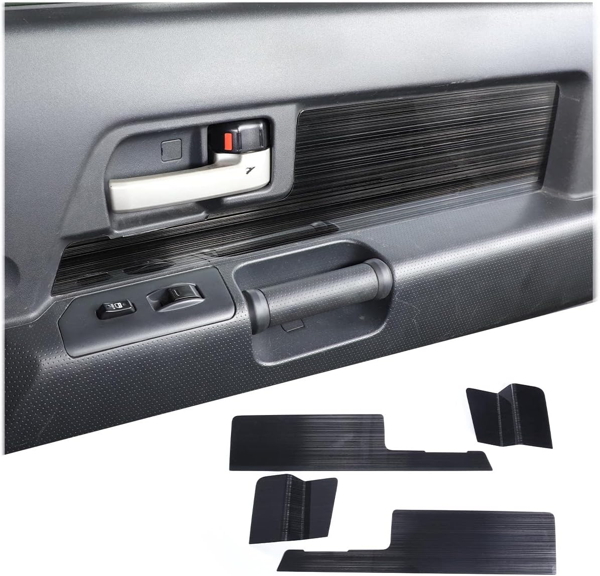 HAPPYHORSE Fit for Toyo-ta FJ Cruiser 2007-2021 Auto Inner Door Decoration Panel kit Stainless Steel Black Brushed 4PCS, Protects car Door Panel Decorative accessor
