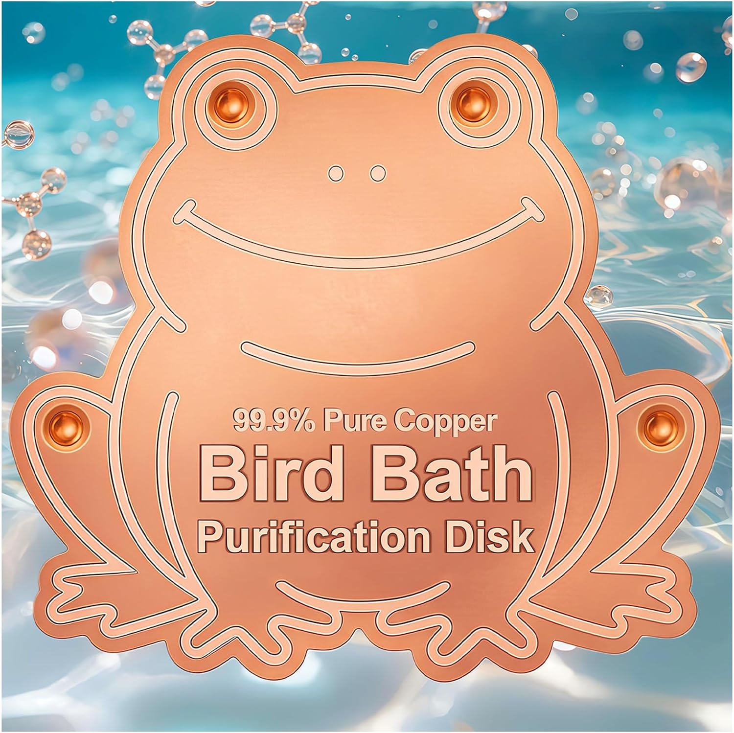 Bird Bath Purification Disk Pure Copper Outside Winter Solar Power Birdbath Hummingbird Window Garden Feeder Ground Bowl Cage Dispenser Pedestal Cleaner Water Fountain Garden Lover Gift Frog