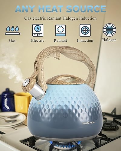 Miniatura 2 de Hervidor de té, tetera de silbato fuerte para estufa, hervidores de té de acero inoxidable de grado alimenticio para estufa con mango ergonómico