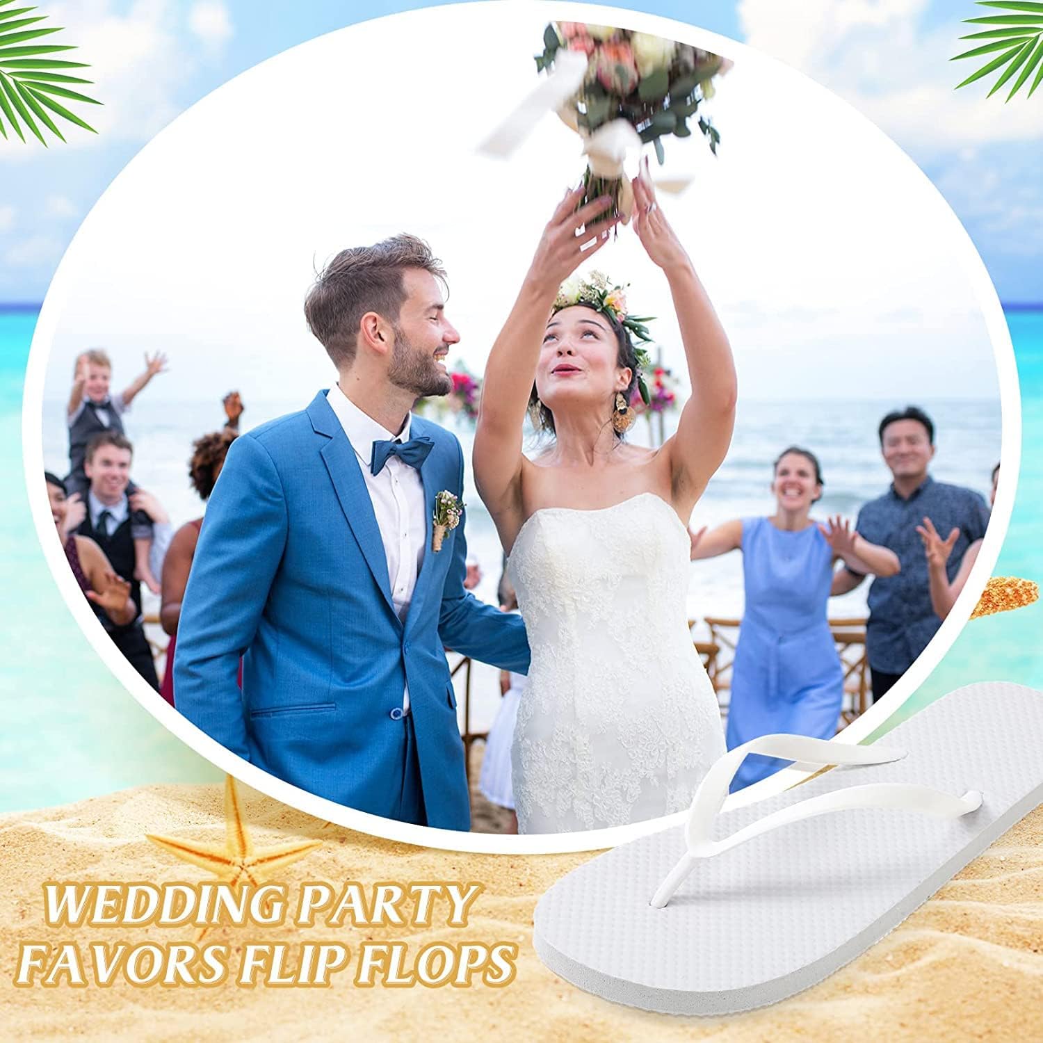 Bonuci Flip Flops Bulk Wedding Hotel Spa Slippers with Size Cards Drawstring Bags Wedding Party Favors