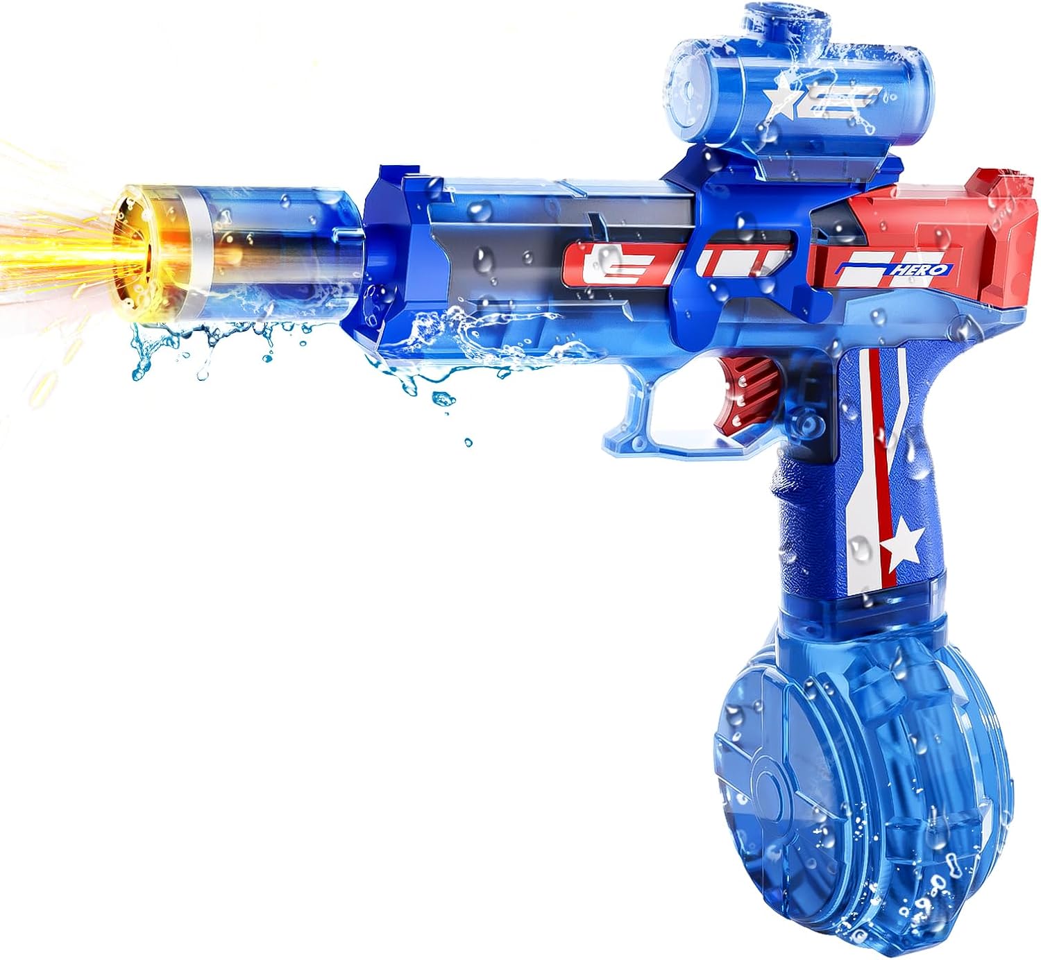 Electric Water Gun for Adults & Kids, Automatic Electric Squirt Gun with Long Range, Powerful LED Light Water Gun Pistol Blaster Soaker, Water Guns for Summer Outdoor Beach Swimming Pool(BK+B)
