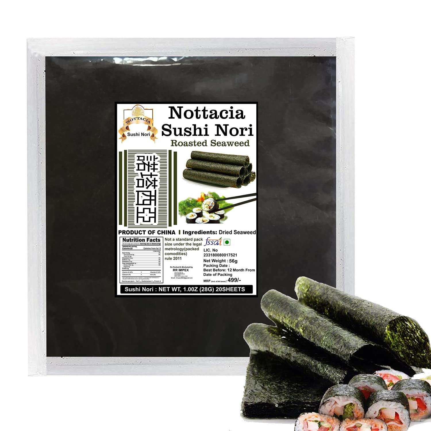 Nori’s Nottacia Sushi Nori Sheet Roasted Sushi Seaweed 20sheets - 56Gm