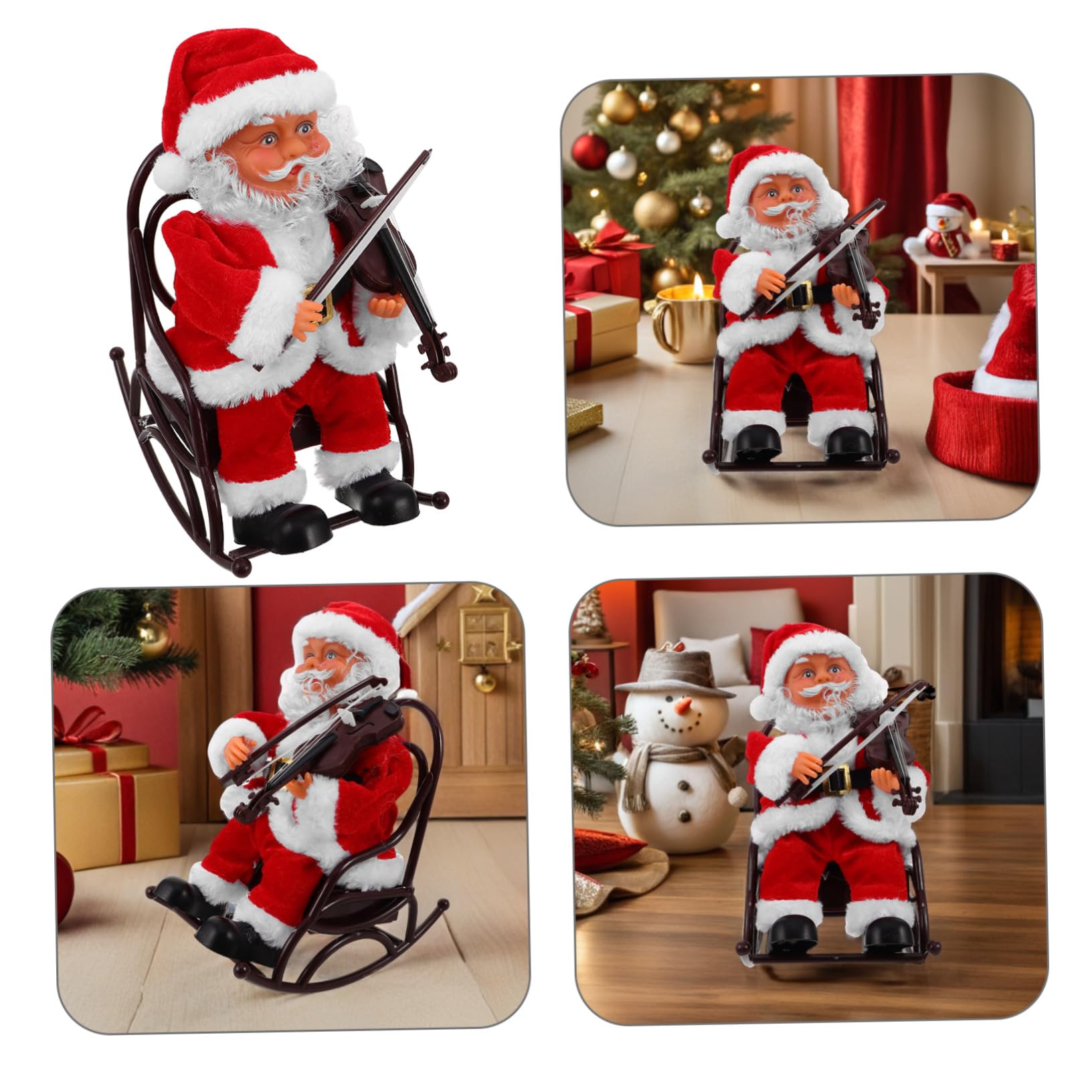 Juguete De Papá Noel Eléctrico con Música y Silla De Ruedas Figura Decorativa Divertida para Fiestas Navideñas Adorno De Mesa para Celebraciones Festivas