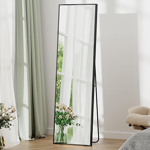 NEWBULIG Espejo de pared de longitud completa, vestidores, muebles de dormitorio, espejo con soporte, espejo de longitud hasta el suelo para sala de