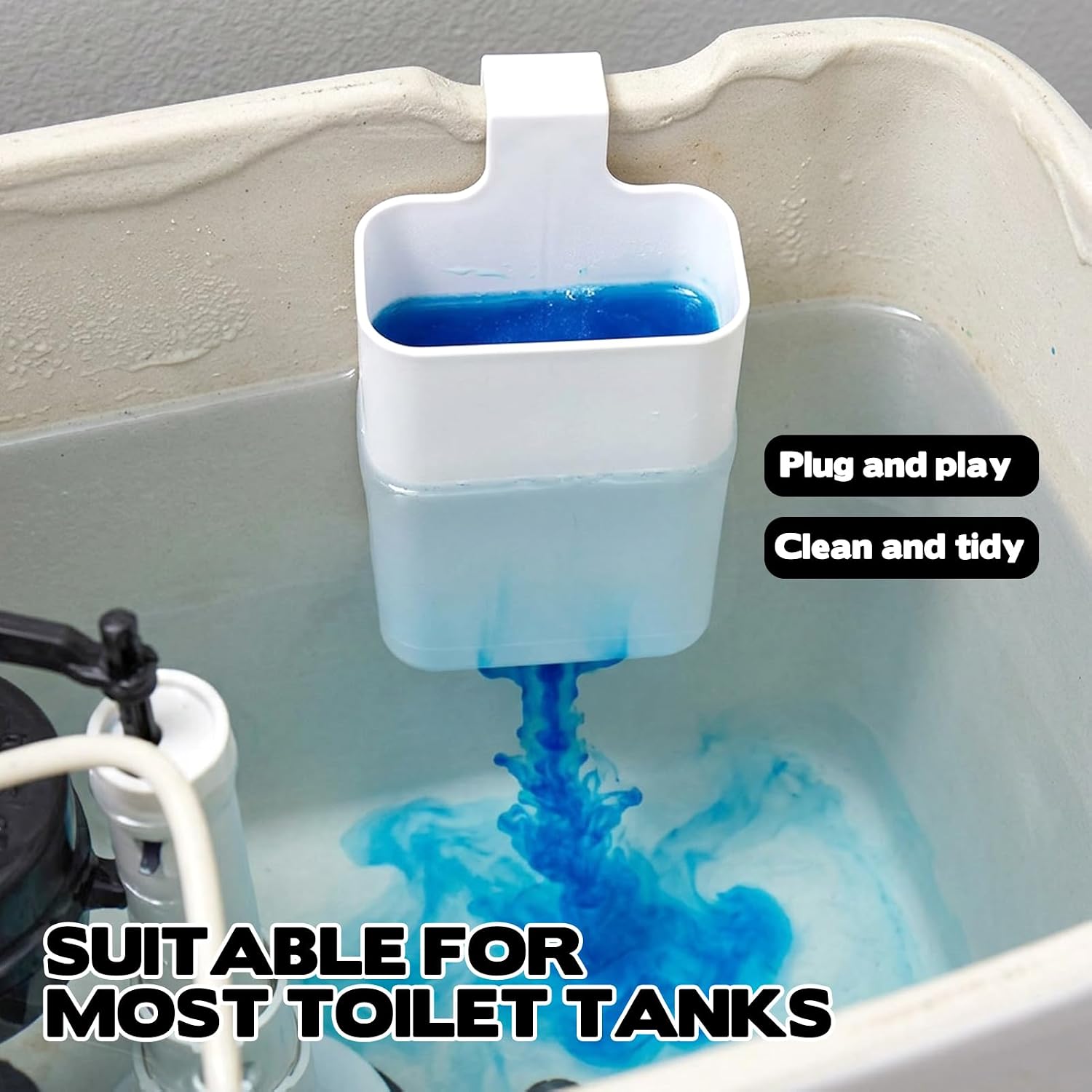 3PCS Toilet Tank Cleaning Tablet Holder, Toilet Cleaner Tablets Buffer Box with Hanging Hook To Hang Toilet Cleaner Box with Bottom Water Ports, Can Collect Residue Inside The Toilet, White