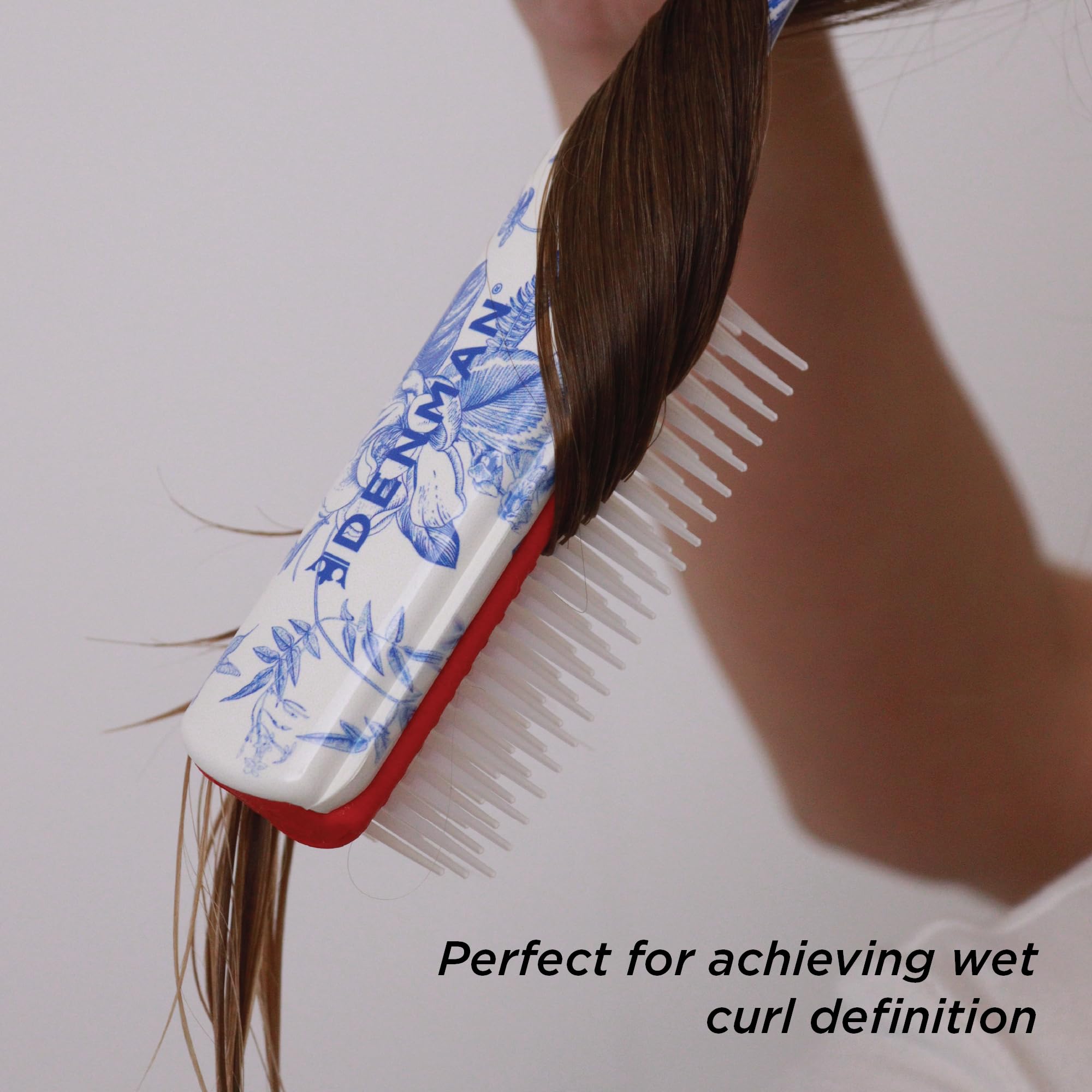 Denman D3 Original Curl Definer & Styler, Curly Hair Brush for Women & Men – 7 Row Detangling & Curl Defining Brush for Smooth Defined Curls - precyzyjny pędzel do stylizacji prostych włosów, D3 Blue