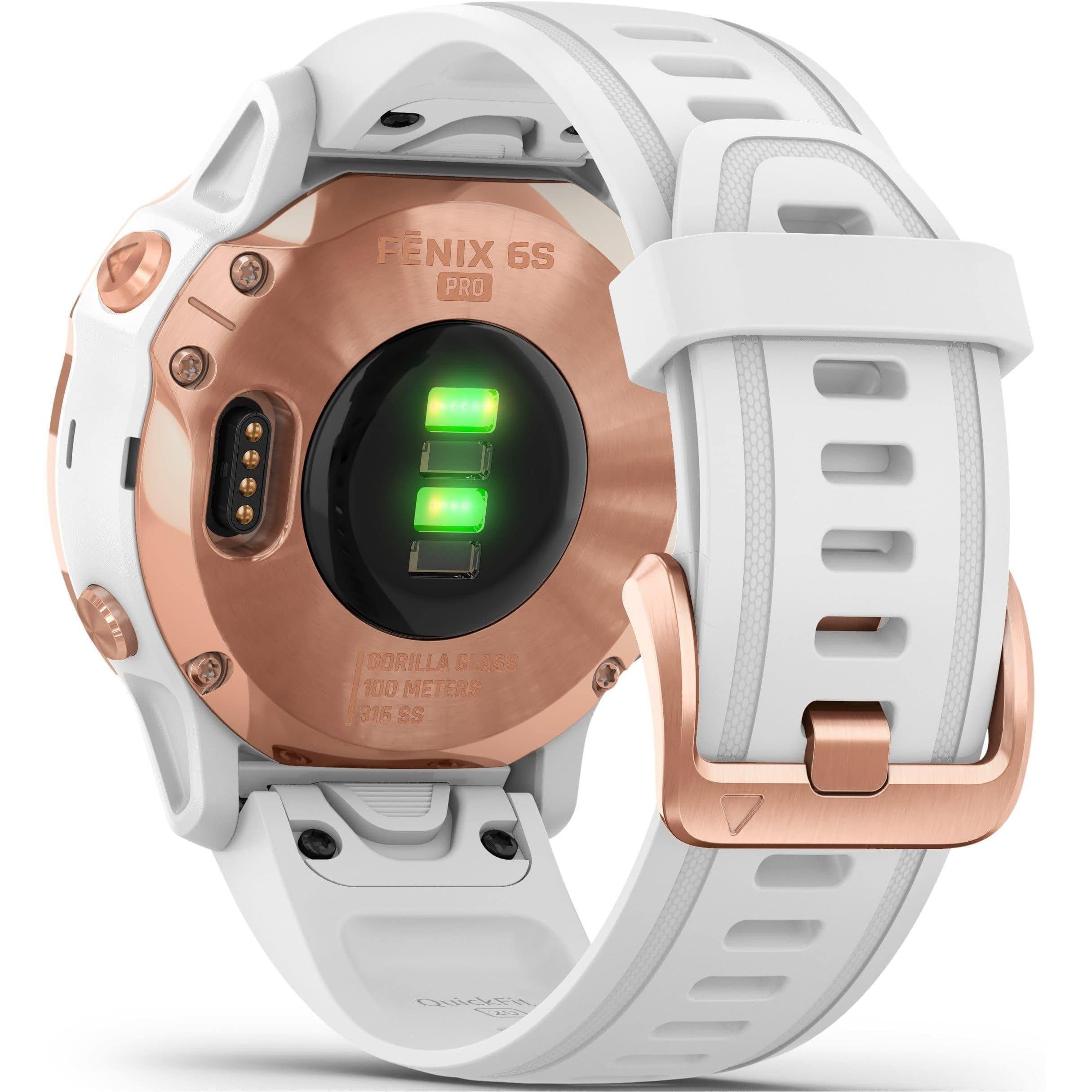 Garmin Fenix 6S Pro, Rose Gold Blanche avec Bracelet Blanc Small