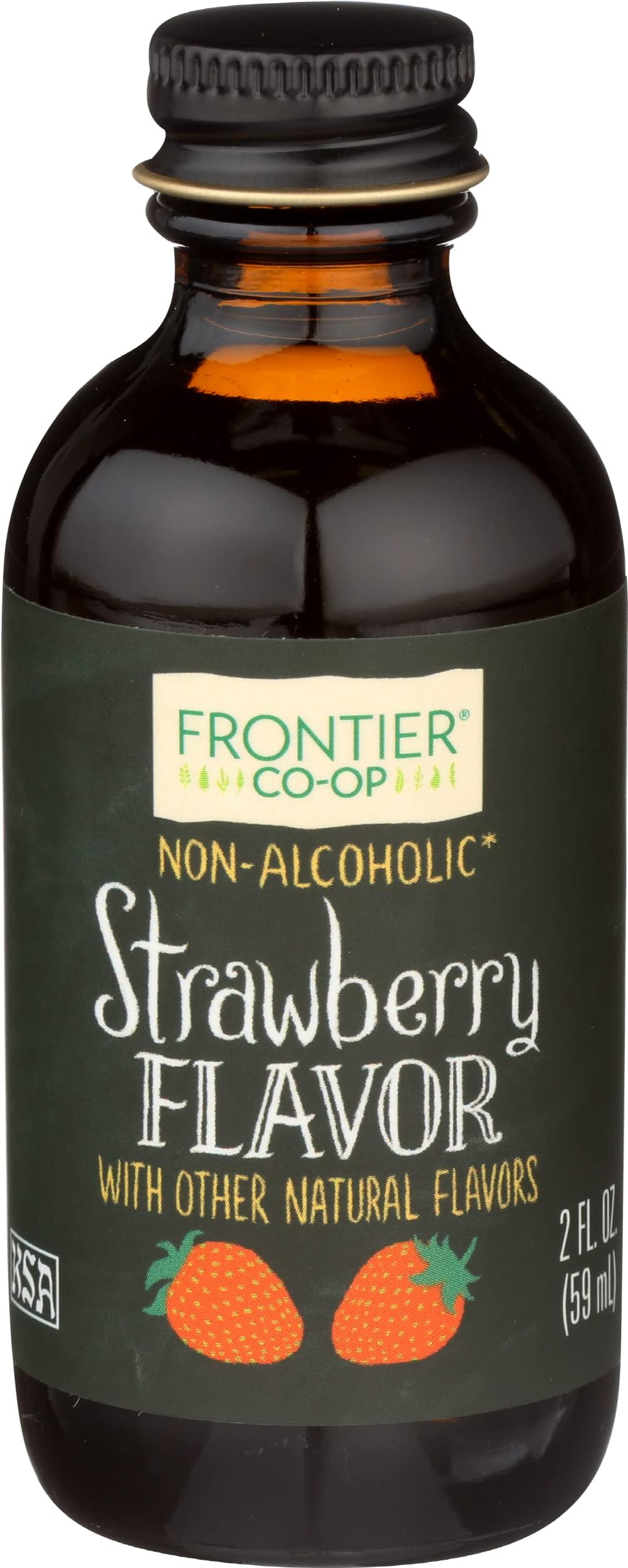 Frontier Co-op Strawberry Flavor, 2 Ounce Glass Jar, Alcohol Free, Flavor for Desserts, Smoothies, Tea, and More