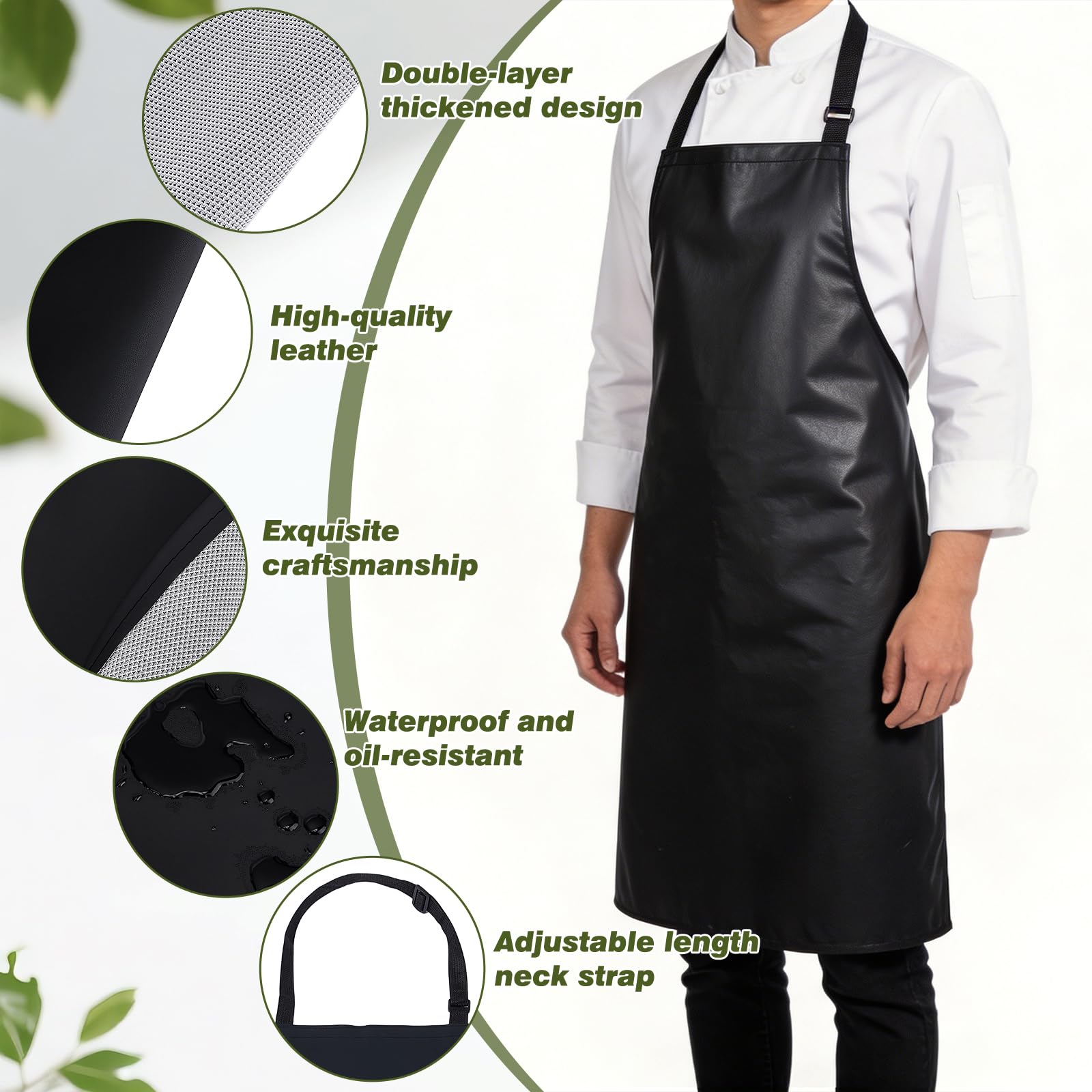 10 unidades Delantal de cuero de goma impermeable, delantal de limpieza ajustable 43.7 pulgadas largo delantales para cocinar, trabajar y asar para lavado de platos en el hogar