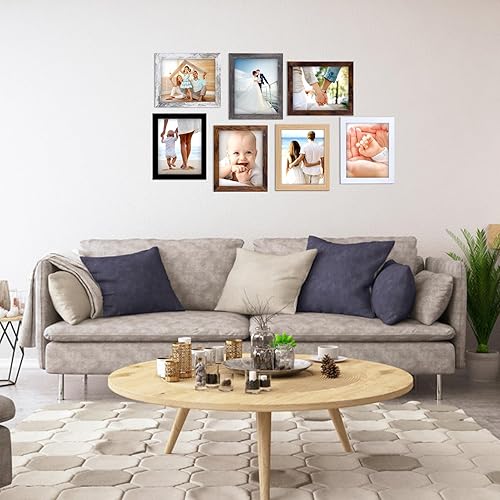 Miniatura 7 de PETAFLOP Juego de 7 y 2 portarretratos rústicos de doble cara