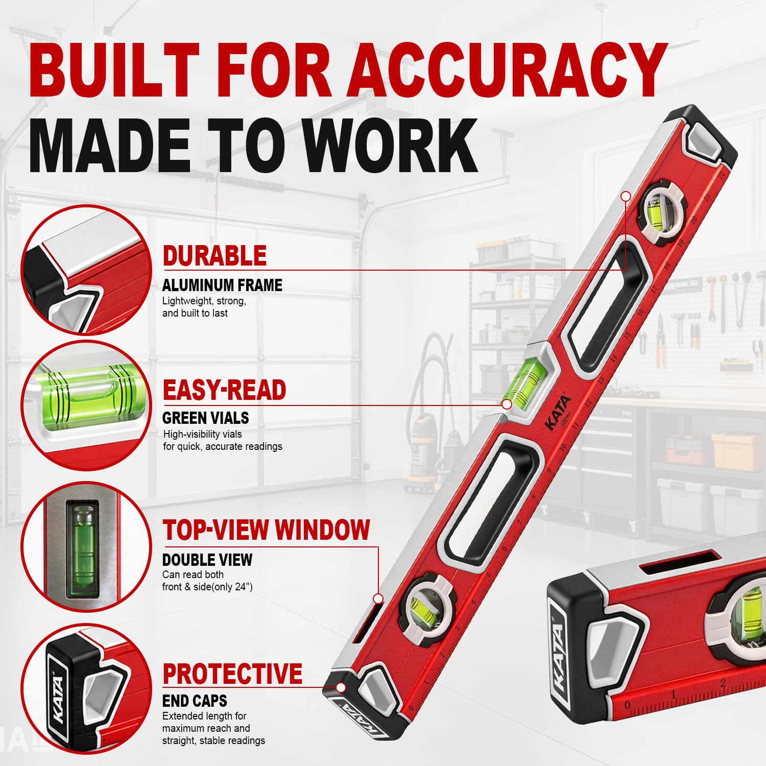 KATA Magnetic Level Set - 3 Piece Leveling Tool -4