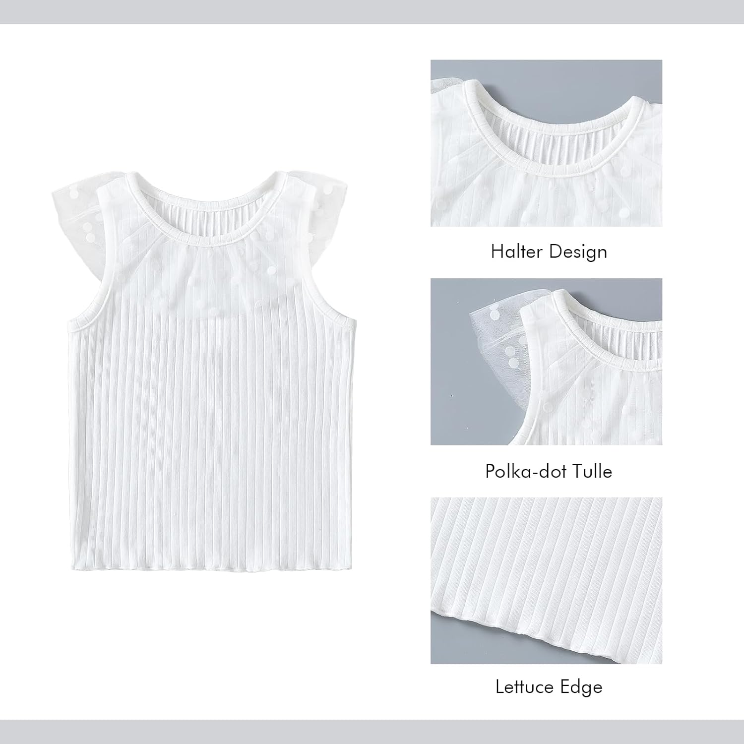 ROMPERINBOX Toddler Tank Tops Girls 3 Pack Ribbed Knit Multipacks Halter Top Camisoles Undershirt - Image 5