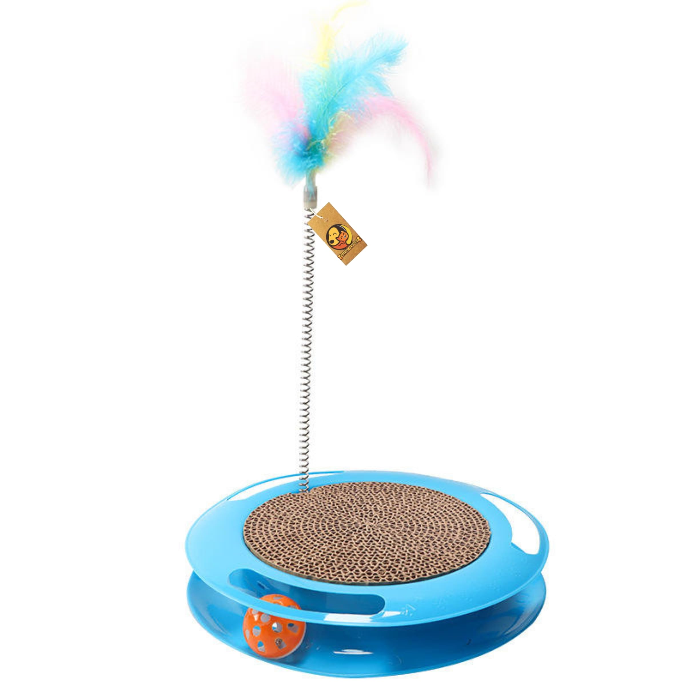 Foodie Puppies Cat Scratching Playboard Toy (Whirl N Scratch) | Scratching Tray with Feather Teaser & Spinning Bell Ball | Healthy Claw, Mental & Physical Exercise (Color May Vary) (B0CHNVNLCY) Amazon Price History, Amazon Price Tracker