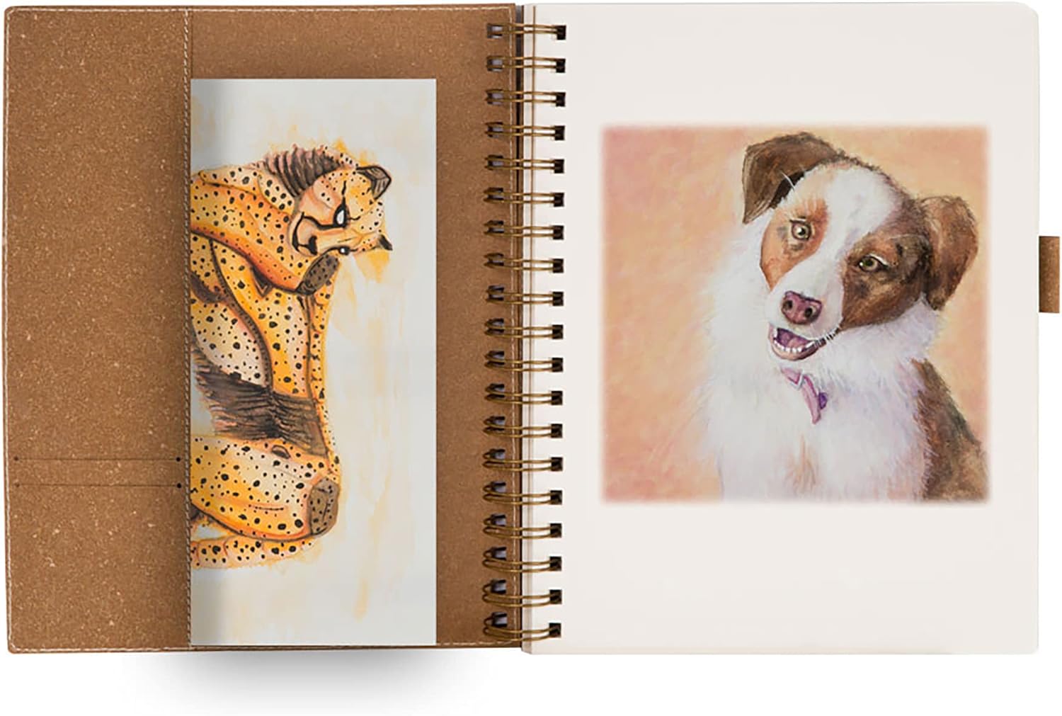 Creative Mark Double Wire Spiral Bound Field Sketch Book [270 Pages - 9.84 x 7.48"], Brown Embossed Leatherette Journal, Light Cream High-Grade Paper, Perfect for Dry Media and Drawing with Pen Loop
