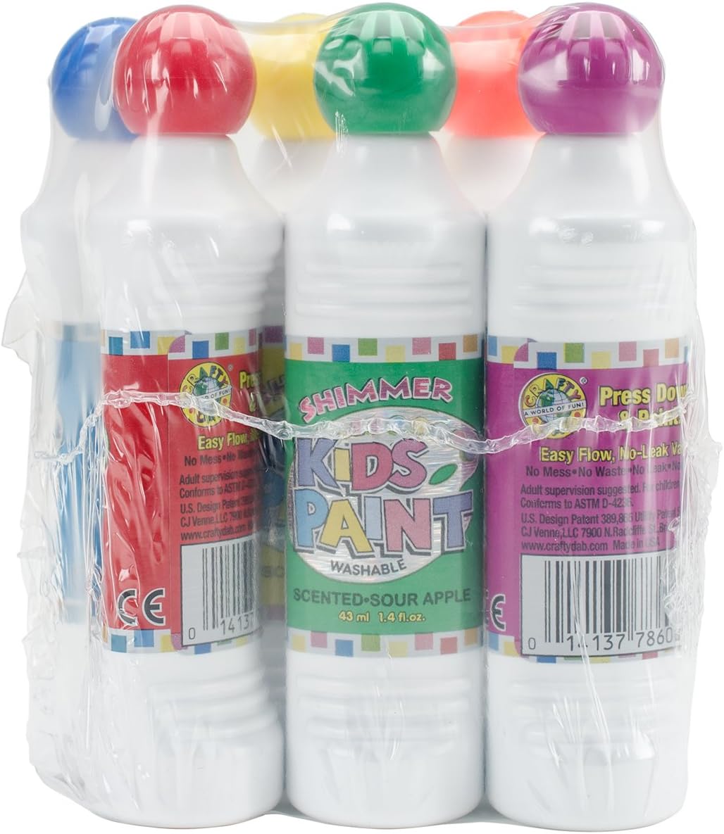 Crafty Dab Kid's Scented Shimmer Paint Markers, 1.4-Ounce, 6-Pack, Assorted Scents and Colors
