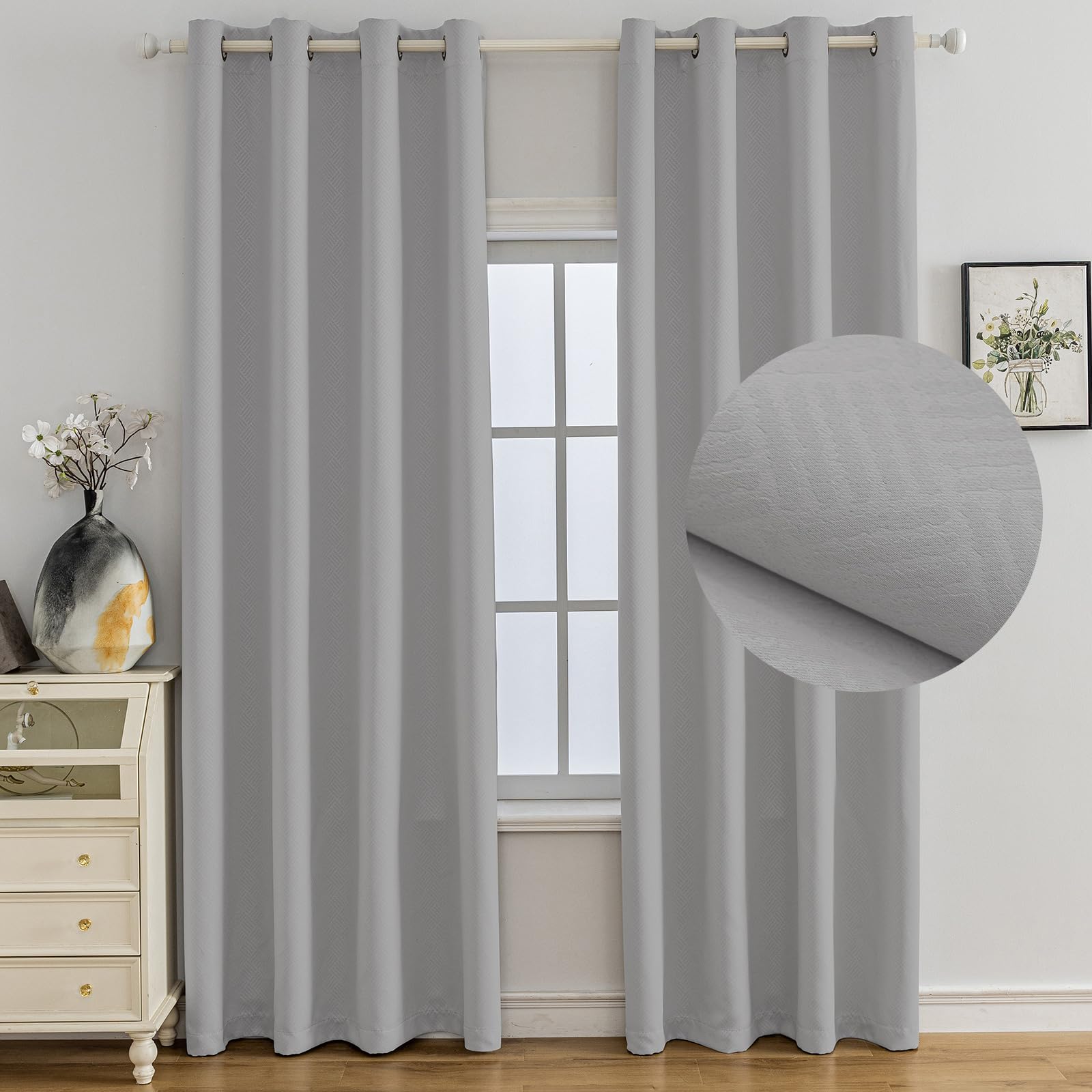 Ystyle Cortinas Opacas 2 Piezas, 140x160 CM, Cortinas Termicas Aislantes Frio Y Calor, Cortinas Blackout Salon Modernas, Cortinas Termica Dormitorio, Cortina Antiruido con Ojales, Gris Claro