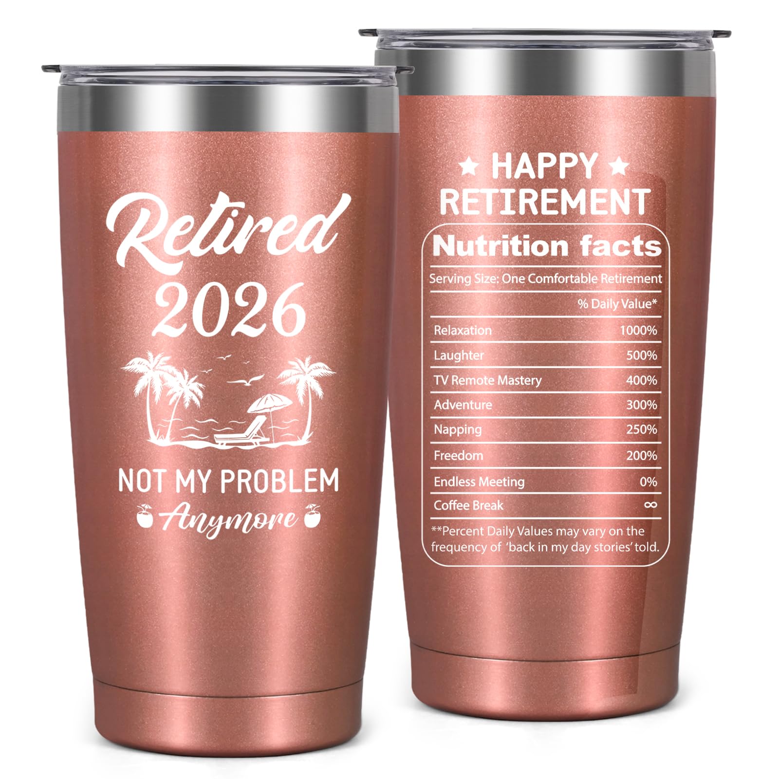 Livole Retirement Gifts for Women, Her, Colleagues, Coworker, Retired 2026 Not My Problem Anymore, Retirement Mug, 20oz 600ml Stainless Steel Insulated Wine Tumbler