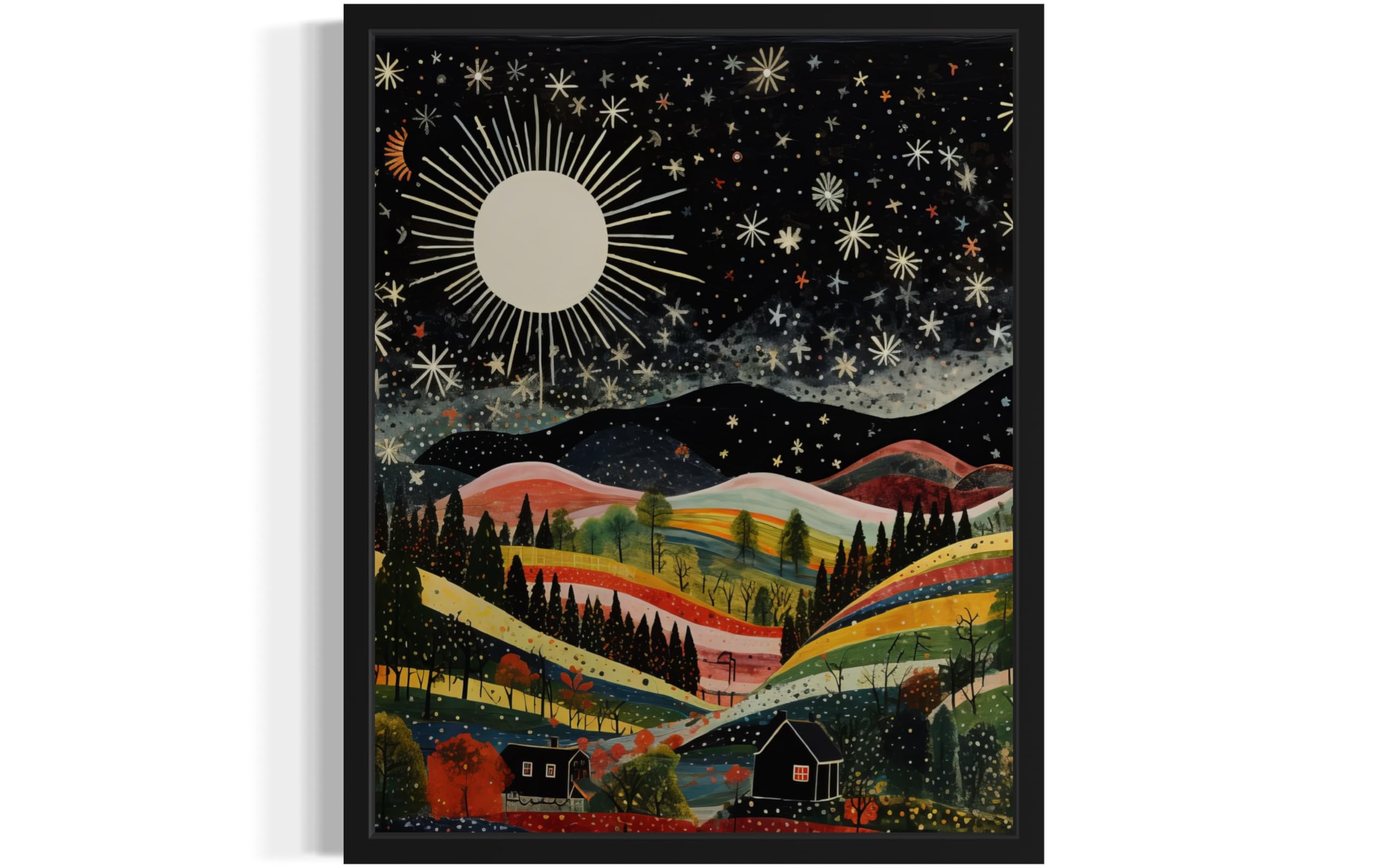 Fantasy Land Wall Art Poster Print, Scenery Landscape American Folk Art, Naive Painting Decor Gallery 31 (Fantasy Land, 8 x 10 inches, Unframed)