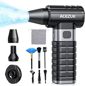 Compressed Air Duster 4-Gear Adjustable 200000RPM Electric Air Duster Rechargeable Brushless Motor Mini Cordless Air Blower for Keyboard, Electronics,Car and Home Cleaning Replaces Compressed Air Can