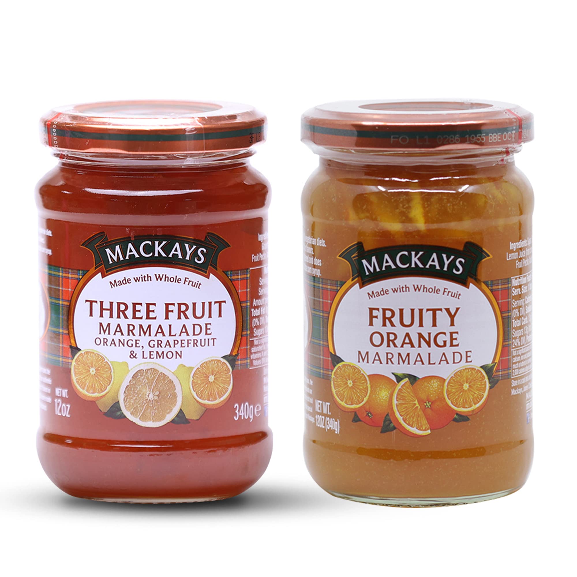 Mackays Three Fruit & Fruity Orange Marmalade | Natural Fruit Jam With Real Fruits | Free From Preservatives & Artificial Color - 340g (Combo Pack of 2) (B09WKMYYCV) Amazon Price History, Amazon Price Tracker