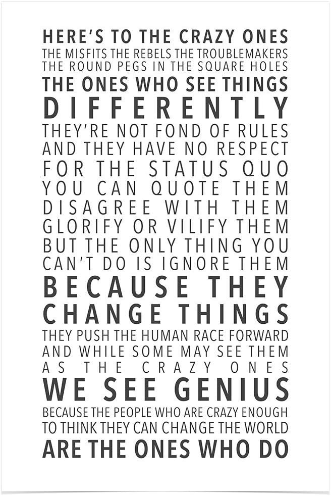 WonderwallPoster WP005A4 Apple Think Different Poster Steve Jobs Fanboy Fan Articles – DIN A4 21 x 29,7 cm (more sizes available) – very precious print