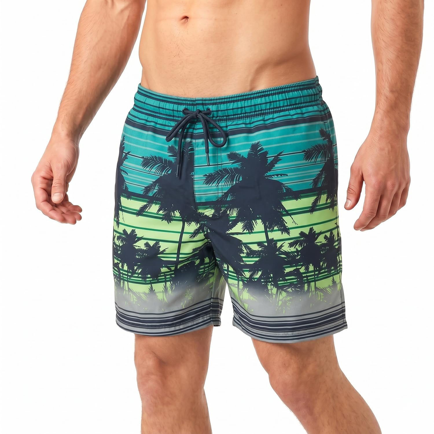 RIPT Men's Performance Essentials Swim Shorts, Quick Dry UV50, Lime/Blue, UK M
