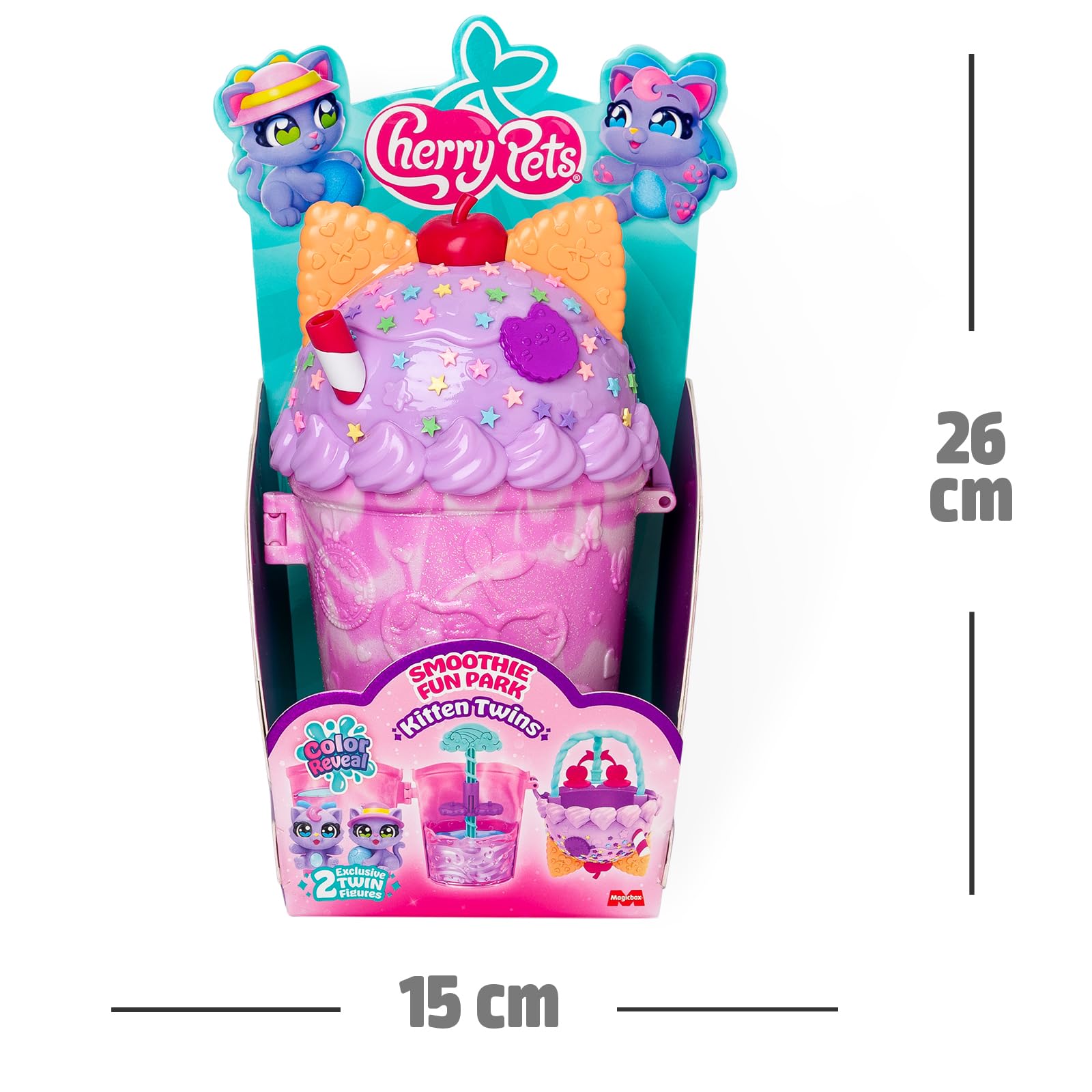 Cherry Pets – Smoothie Fun Park Kitten Twins. Casita con Parque de Atracciones en Forma de Smoothie: Incluye 1 Smoothie, 2 Figuras exclusivas “Color Reveal” y 3 Accesorios — view 10
