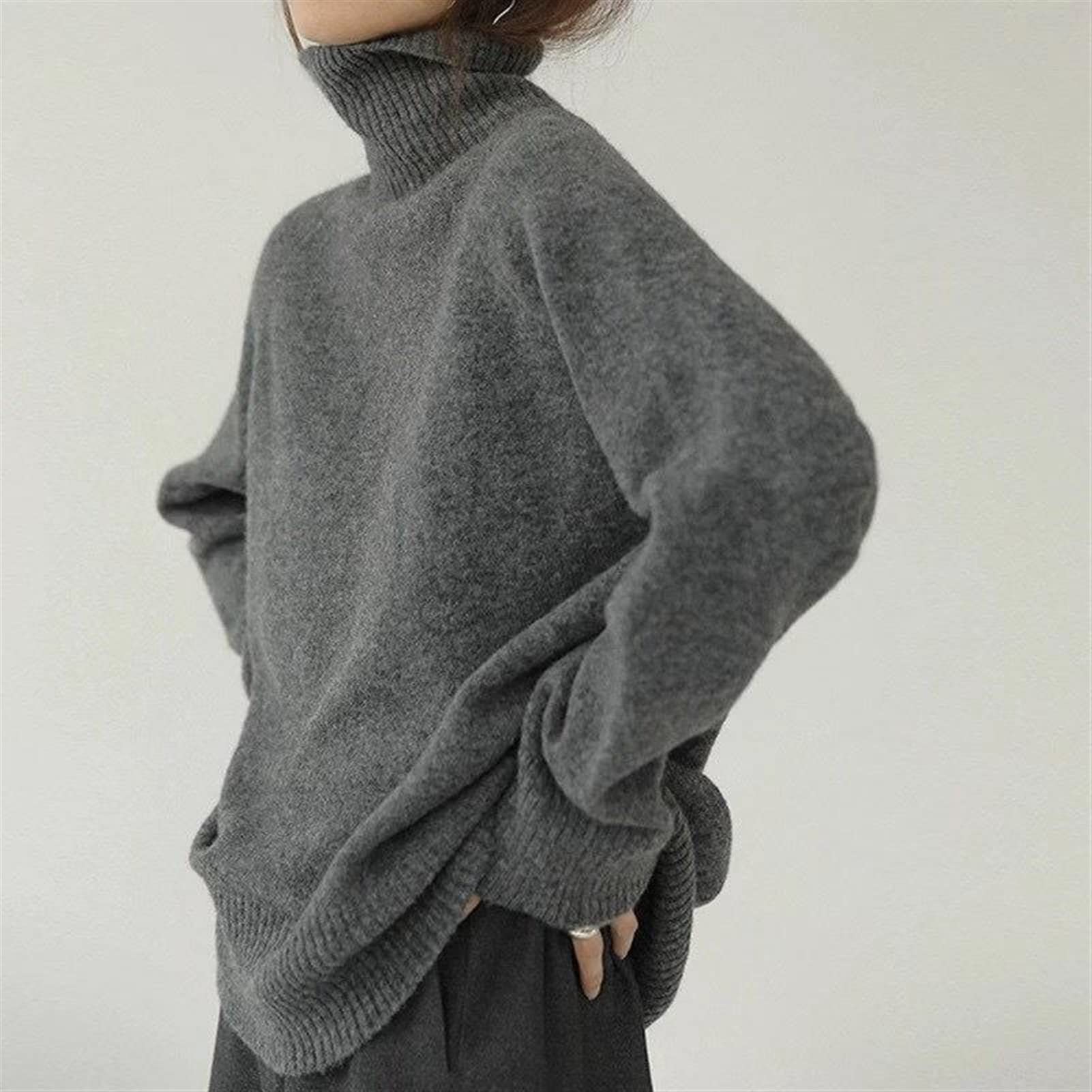 Générique Pull à Col Roulé Ample pour Femme, Vêtement en Maille Décontracté pour Lautomne Et Lhiver, Chaud Et Coupe-Vent, Style Coréen Décontracté (Camel One Size)