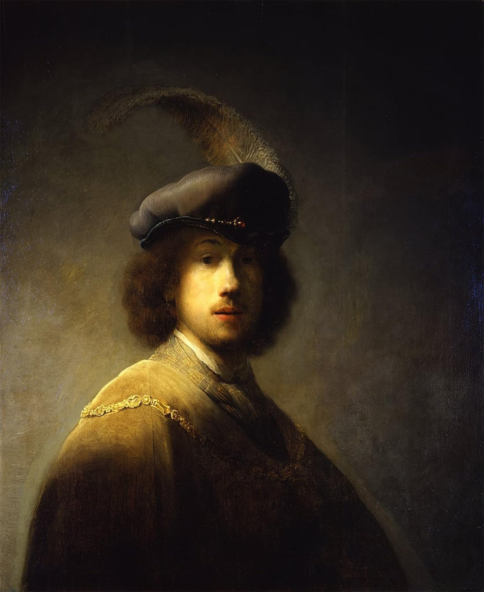 RZHRHJES Vintage Wall Art Picture on Canvas Wall Art Poster Self-portrait, Aged, by Rembrandt van Rijn Canvas Poster for Home Decor 60x90cm