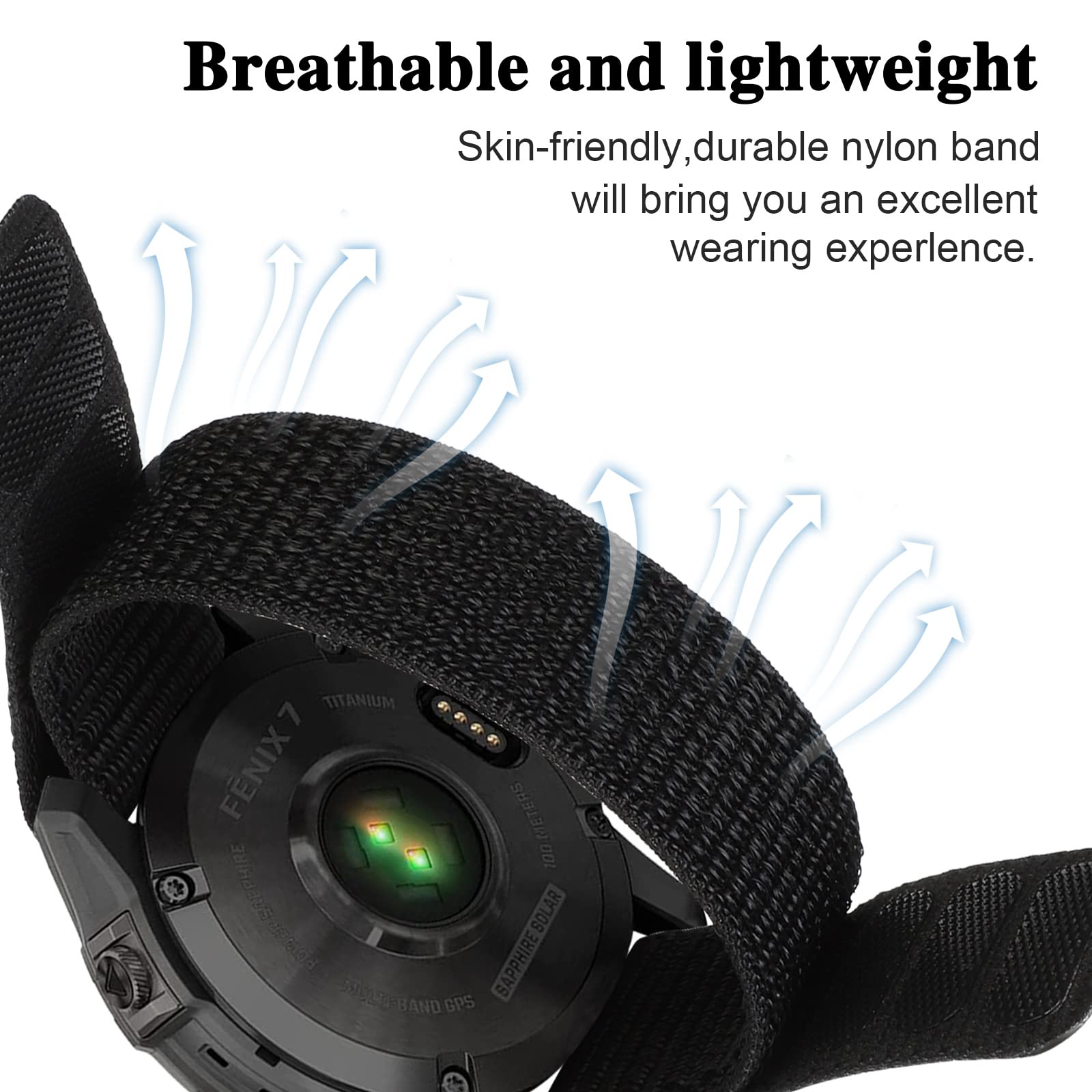 Strap for Fenix 5/Fenix 6/Fenix 7, 22mm Nylon Watch Sport Strap for Fenix 5, Fenix 6, Fenix 7, Fenix 5 Plus, Fenix 6 Pro - Image 4