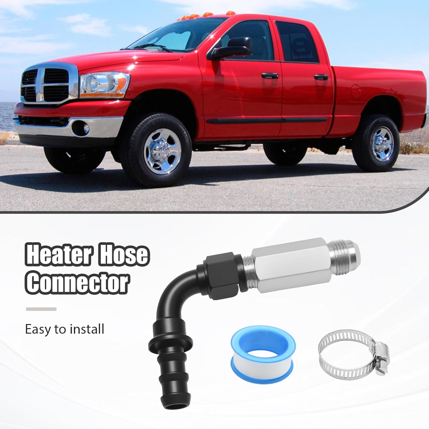 EATAKWARD Upgraded Top Heater Hose Connector, 10AN Push Lock Fitting Fit for Dodge Ram 6.7L Cummins 2007-2024, Replace 52014739AG 55056711AC 55056966AA 68005253AA