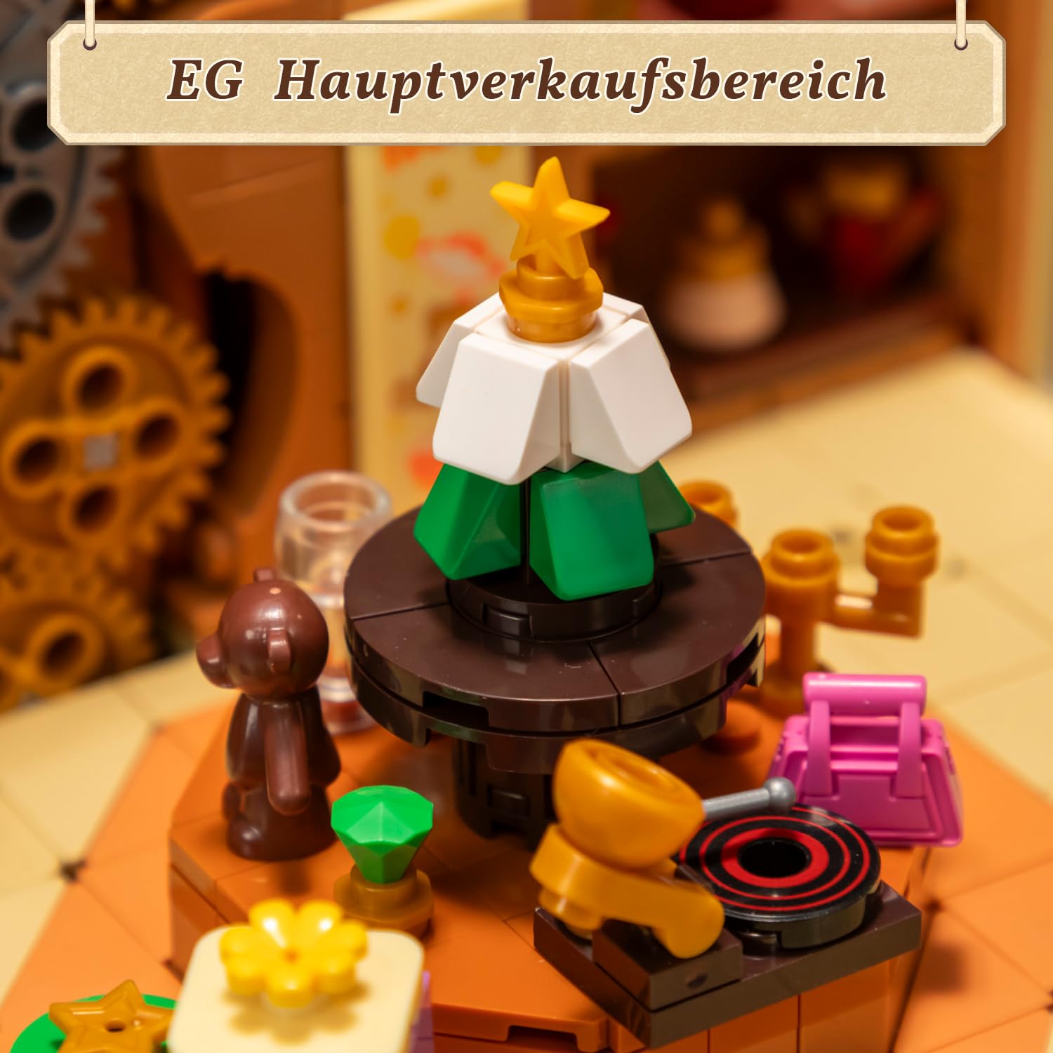 PANTASY Geschenkeladen, modulares Klemmbausteine Set | Motorisiertes Märchenhaus mit Karussell, Riesenrad, aufklappbarer Rückwand und detailreichem europäischem Interieur