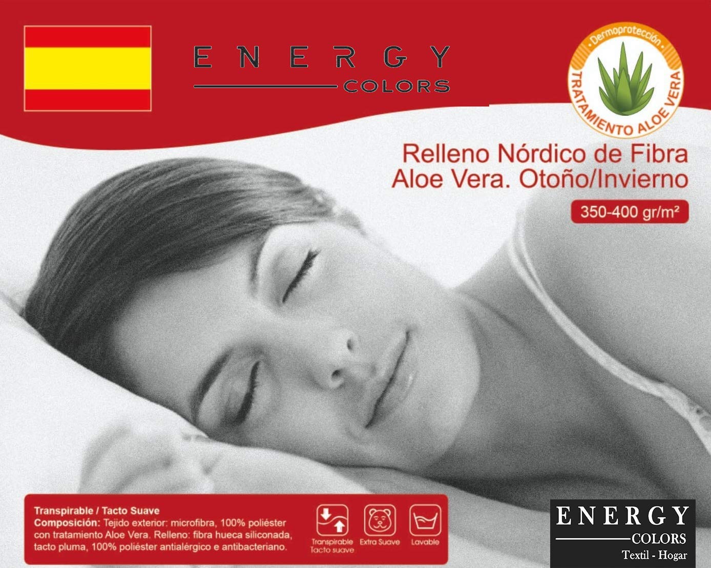 350 gr - Relleno Nórdico Duvet Tacto Super Soft Fibra Hueca Siliconada -Todo El Año - (240_x_220_cm, Cama 150/160)
