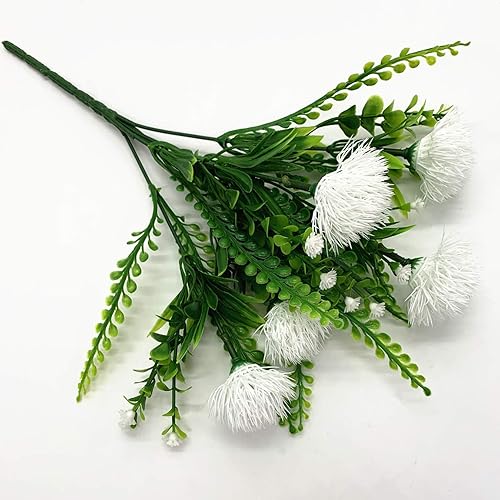 Vista 124 de Decoración de plantas artificiales de diente de león, flores de plástico falsas, arbustos, hierba para interiores y exteriores, hogar, jardín, boda