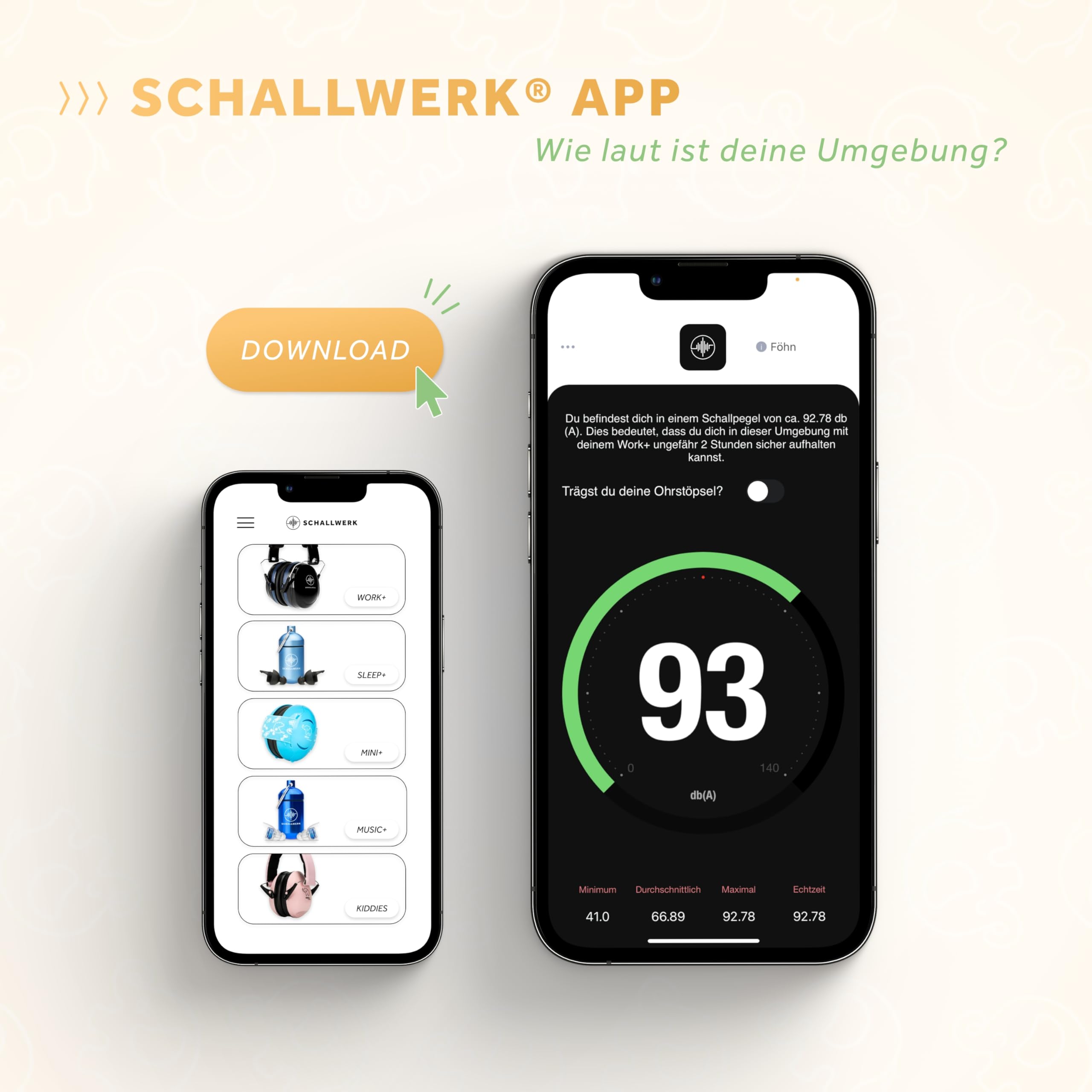 Schallwerk ® Mini+ (Lion Honey) - Ohrenschützer für Kleinkinder - Hochwertige Lärmschutz Kopfhörer Kinder - Gehörschutz Kinder, Gehörschutz Baby, Ohrenschützer Baby Kopfhörer Lärmschutz