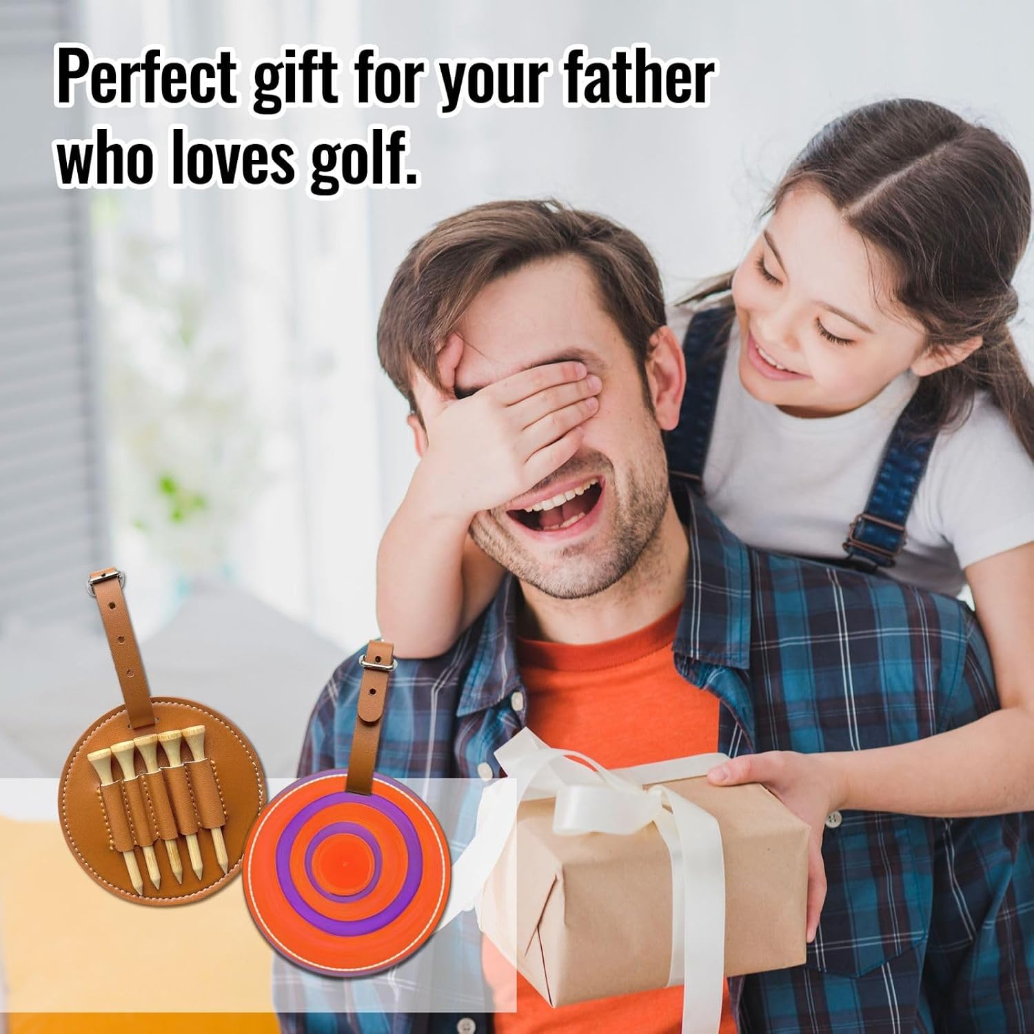 Orange Circle Centre Black Printed Golf tee Storage Bag - for Men only, Durable PU Material, Easy to Carry, Enhance The Golf Experience