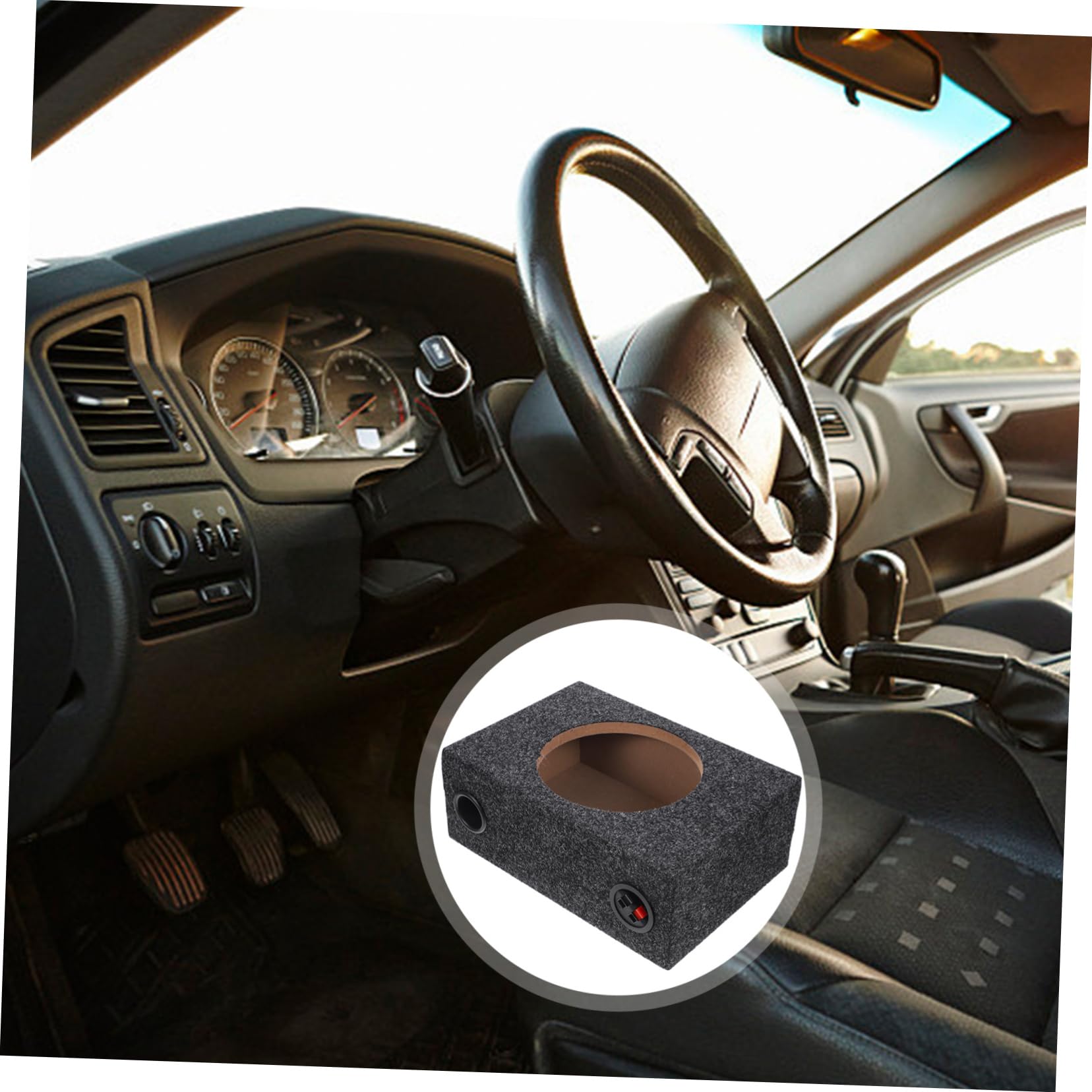PLAFOPE Scatola per Subwoofer da 8 Pollici per Auto in Legno Nero Rivestimento in Peluche, Resistente e Facile da Usare per Appassionati di Audio