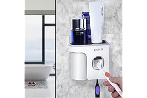 KABUM Toothbrush Holders for Bathrooms Toothpaste Dispenser