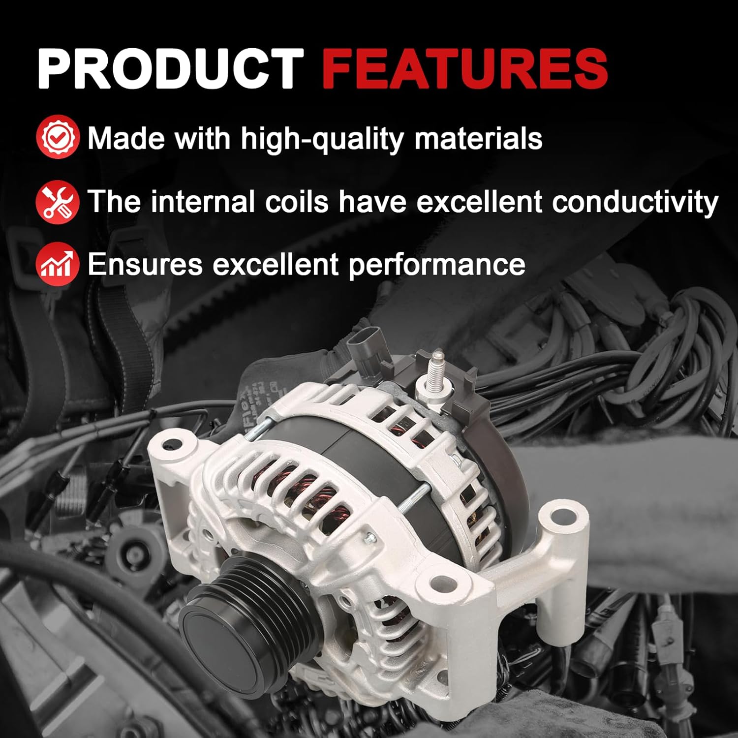13535009 Alternator Compatible with Chevrolet Equinox 2018-2024 1.5L for GMC Terrain 2018-2024 1.5L 12V 130A 5-Groove Clockwise Rotation Replace 13513070