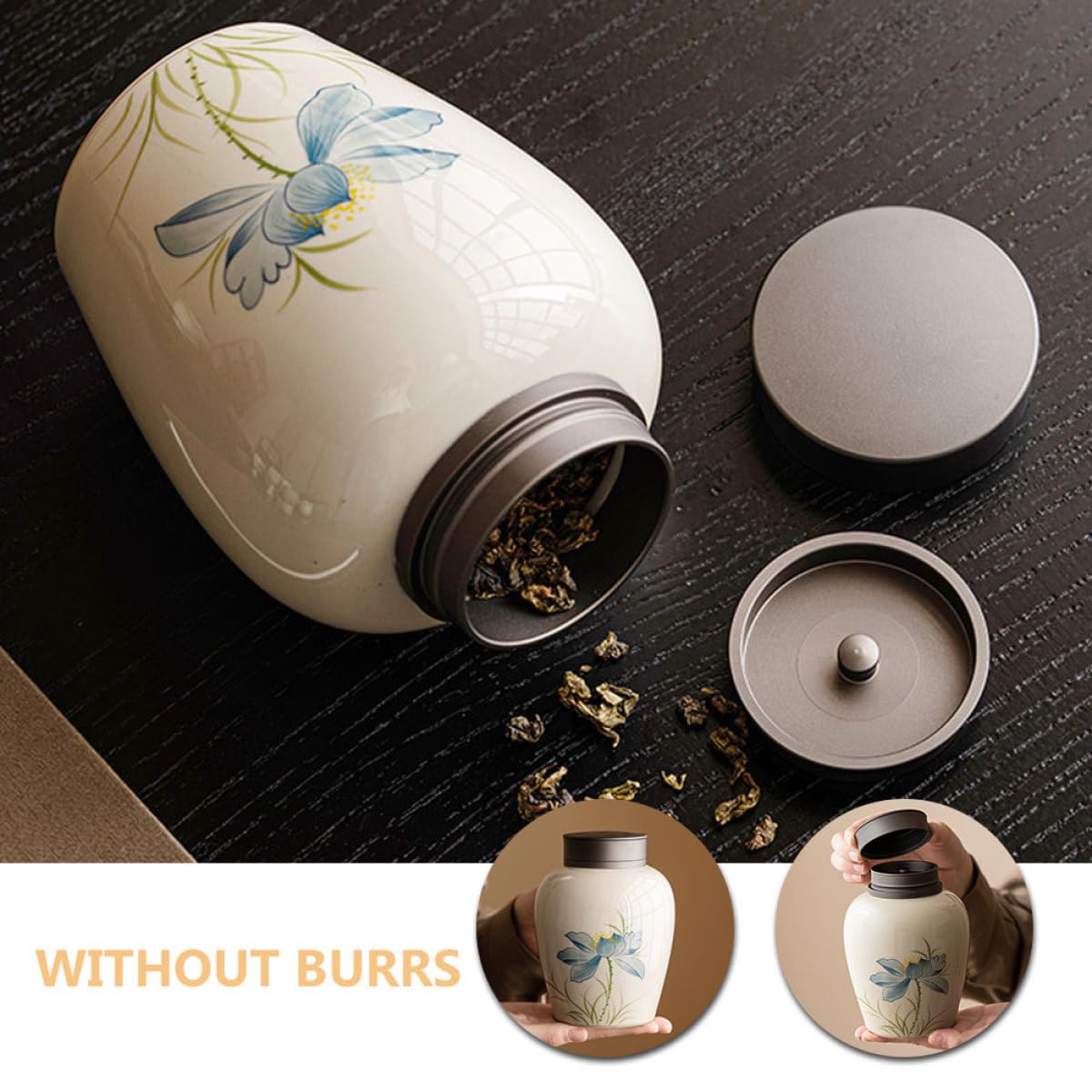 Recipiente de Cerámica para Almacenamiento de Té y Secos de 700ml Multiusos y Fácil de Limpiar Tapa Hermética para Uso Doméstico