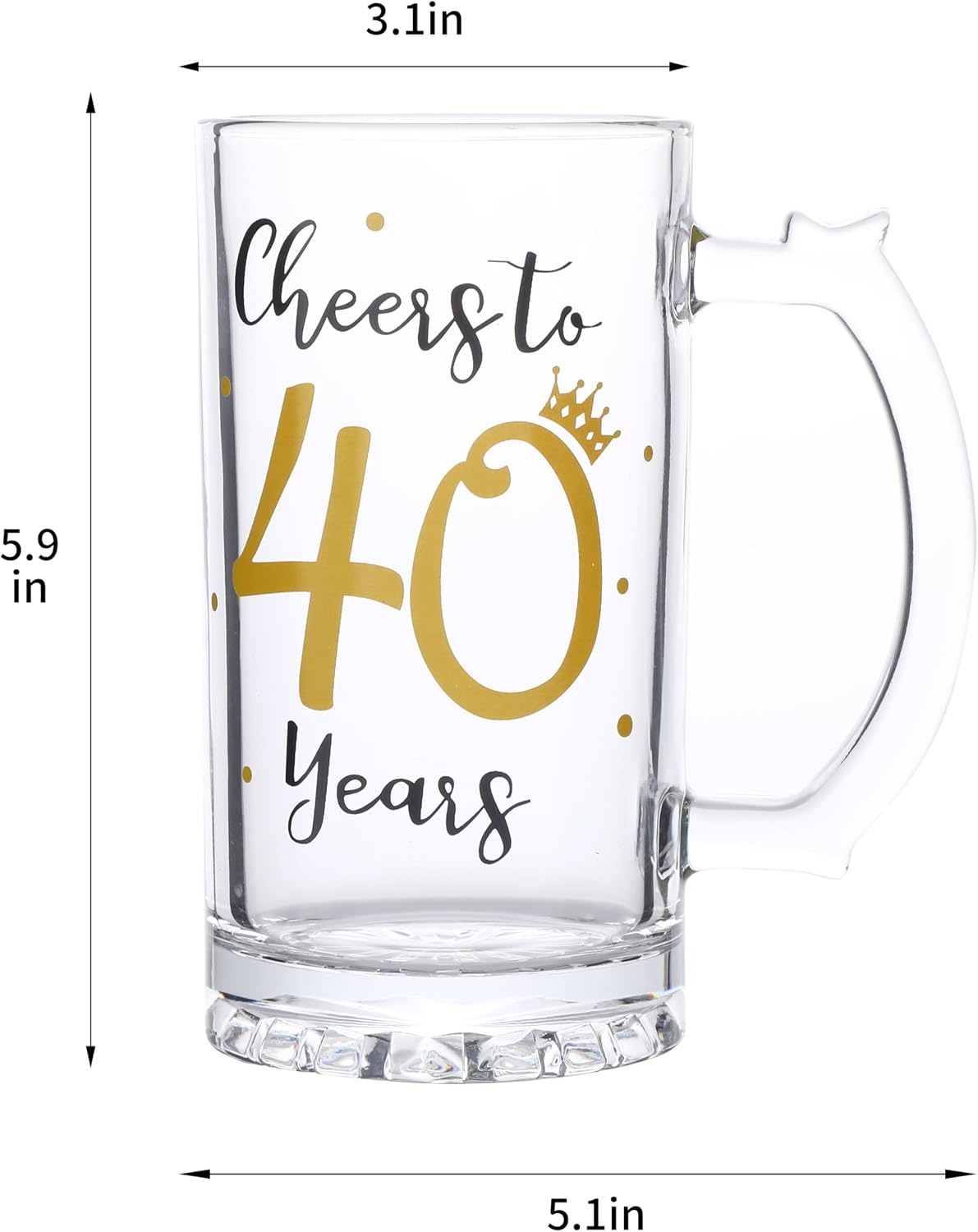 40th Birthday Gift，Men and Women Cheering 40th Birthday Beer Mugs，Cheers to the 40th Anniversary Beer Glass，40th Birthday Party Wedding Anniversary Decorative Gift, 18 Ounce (Cheers to 40 Years) image 2