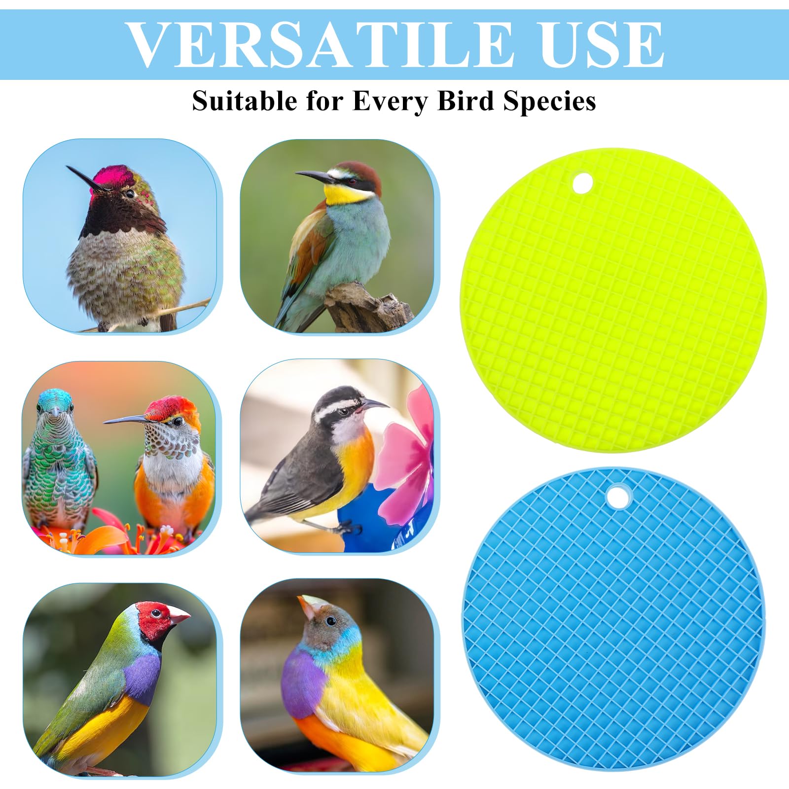 2Pcs Foraging Mats for Cockatiel, Bird Slow Feeder Mats, Interactive Foraging Mat for Parakeets, Cockatiels and Small Birds (Green/Light Blue) - image 5