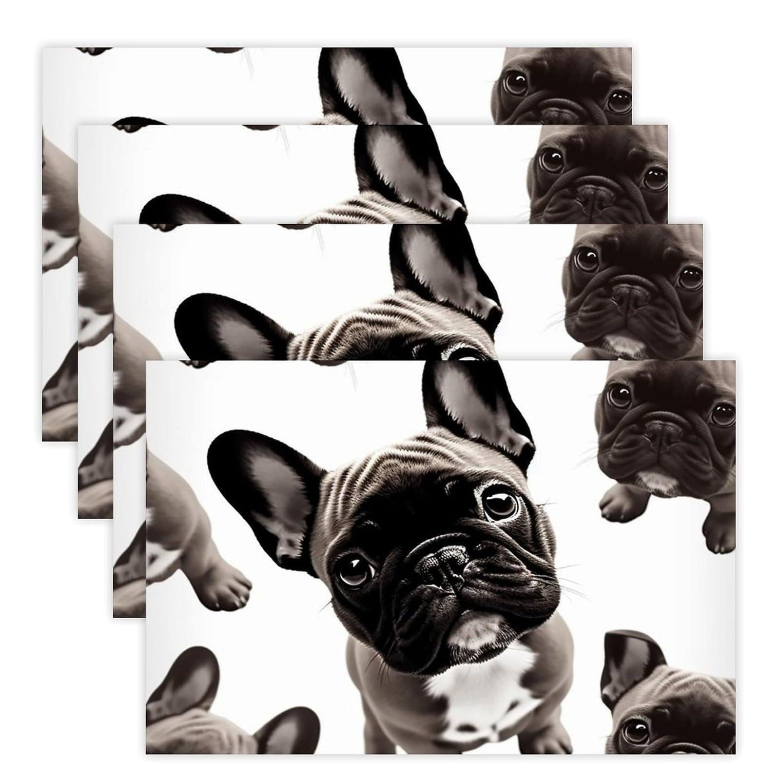 French Bulldog Place Mat for Restaurant, Portable Table Mat for Kitchen, Anti-Slip Placemats for Home, Fashionable Place Mats for Wedding, Party, Hotels, Apartments 30x45cm*4
