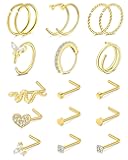 JFORYOU 20G Nose Studs Nose Rings Hoop Surgical Steel CZ Opal Nose Rings Piercings Hoop Jewelry Various Style and Color