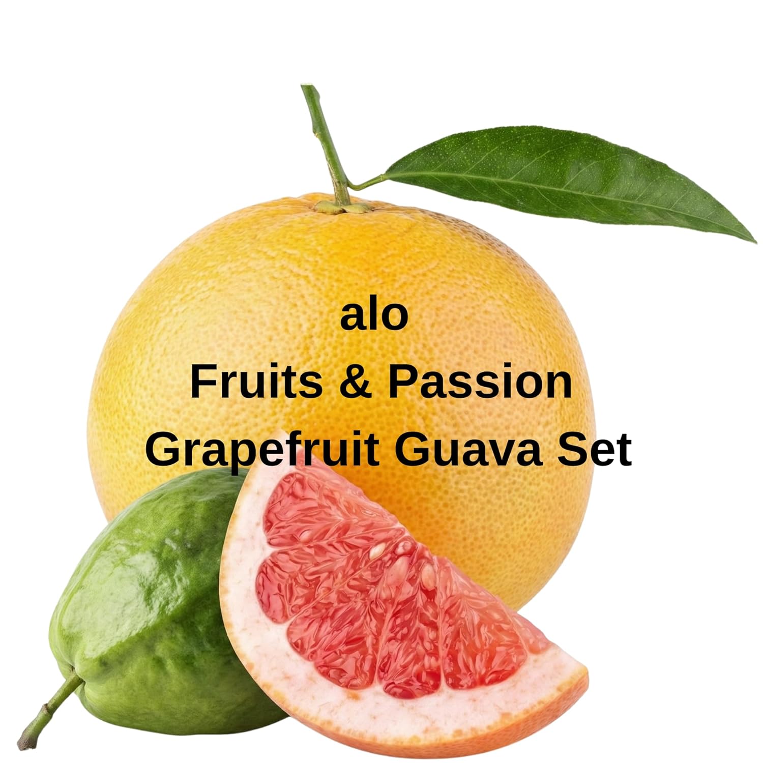 Cucina Fruits & Passion Alo Grapefruit Guava Body Care Gift Set - Shower Gel (200ml), Whipped Body Cream (200ml), White Shower Puff - Perfect Holiday Gift