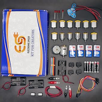 Electronic spices 48 Pcs Motor & Battery (4Types Motor and 2 types Battery with clip) in one Box Starter Kit For Emerging Creators