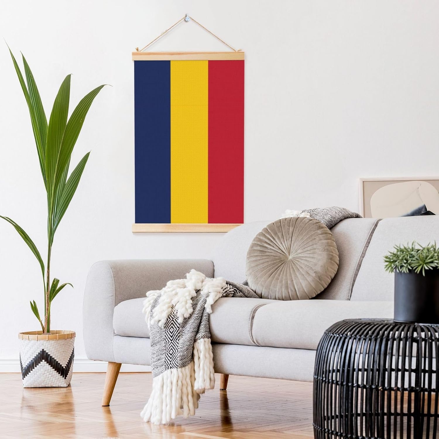Flag Of Chad Print Poster Hanger,Hanging Poster, Poster Frame,Wood Poster Hanger, For Wall Hanging