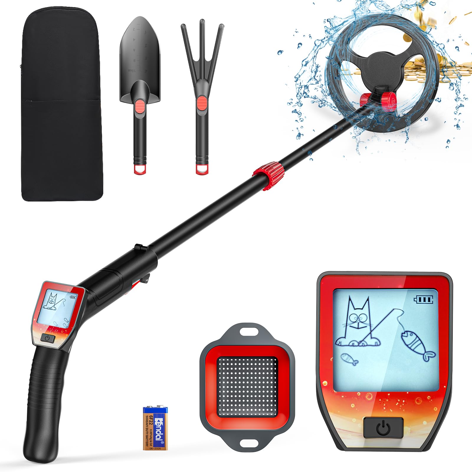 Detector de Metales Niños, Metales Detector con Bobina Impermeable de 18 cm con Pantalla LCD, Detector de Metales Muy Sensible con Bobina de Investigación Impermeable para Niños o Principiantes
